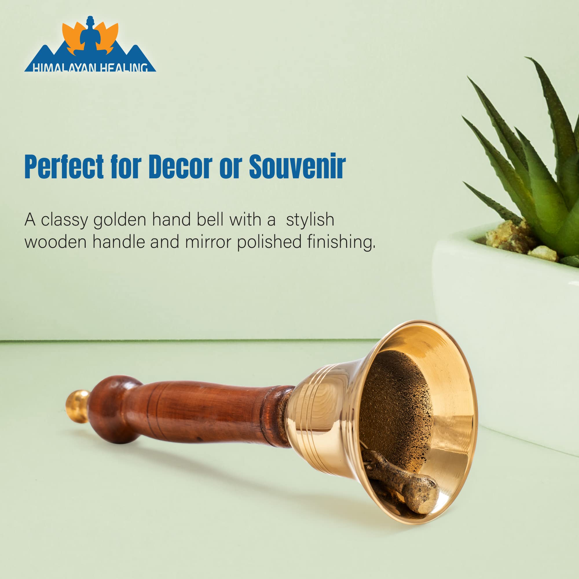 Large Hand Bell~ Super Loud Hand Call Bell With Brass Solid Wood Handle, Very Loud Hand Bell ~(4'' D, 9'' H) Hand Bells For Wedd