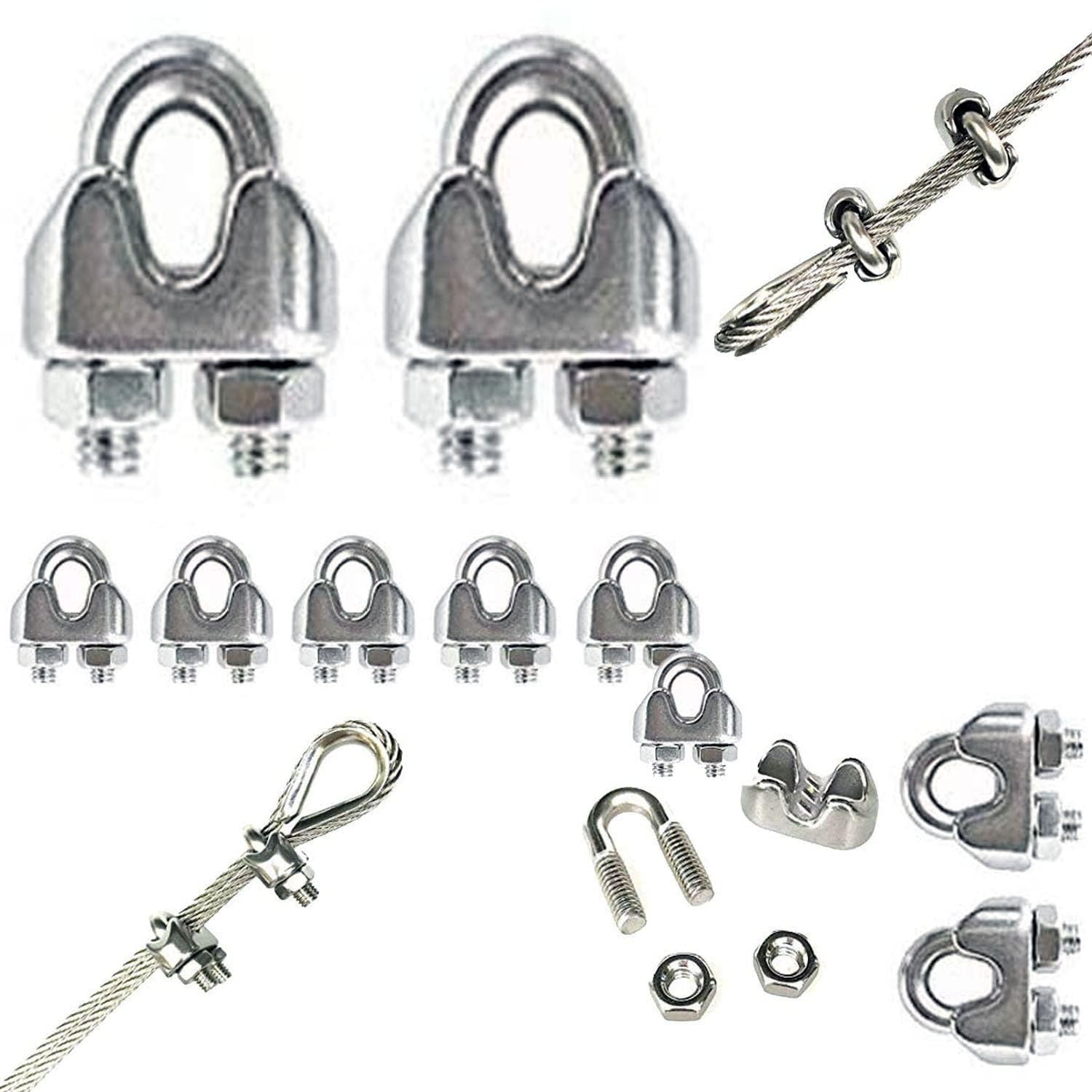 Diy Crafts 8X Cable Clip, Clip Clamp Only, Wire Rope Cable Clip Clamp Only 224 As Choice Heav (8X Cable Clip, Clip Clamp Only)