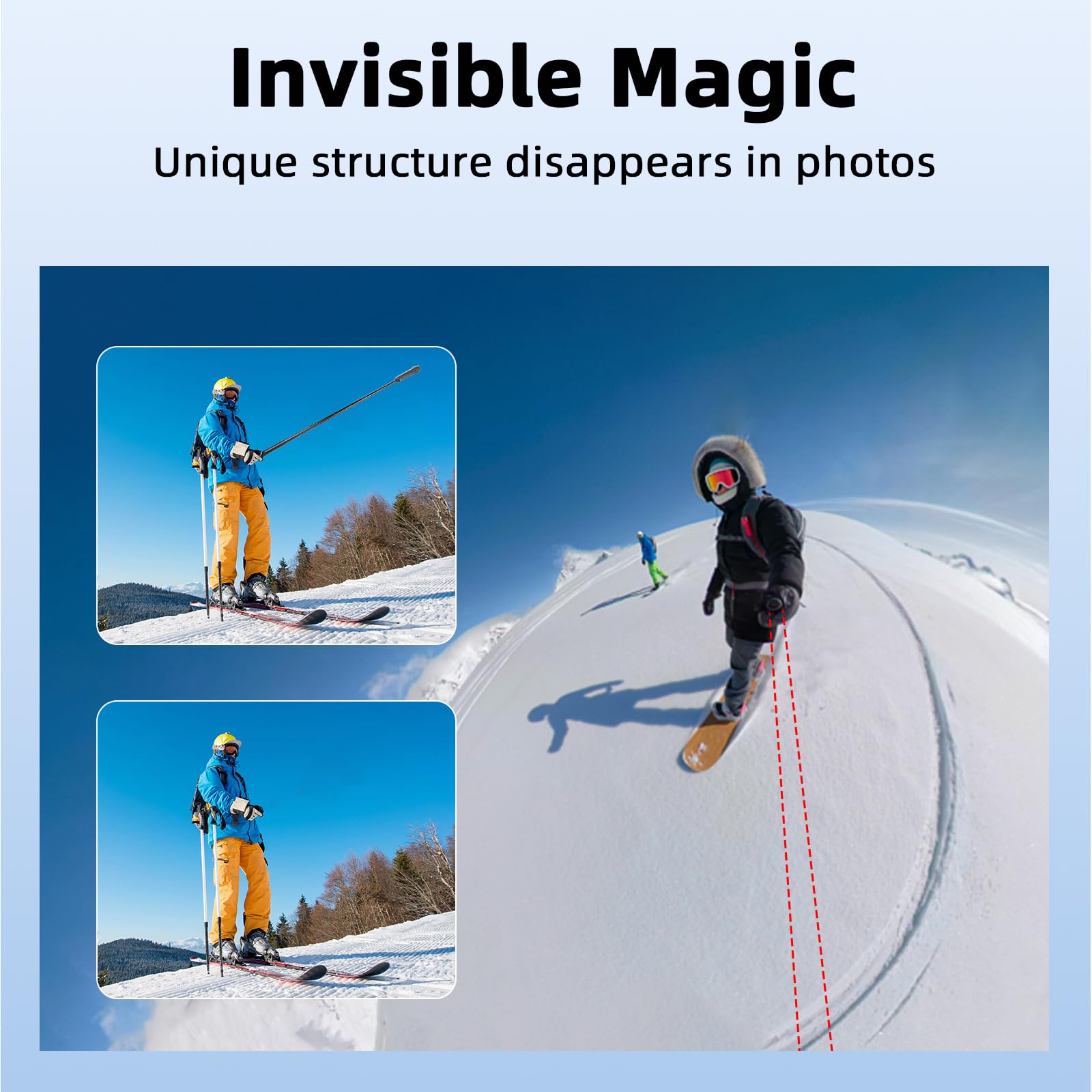 Brdrc 53'' Invisible Selfie Stick For Insta360 X5 X4, Extended Monopod Pole Heavy Duty Solid Compact For Insta 360 X5 X4 X3 X2 X