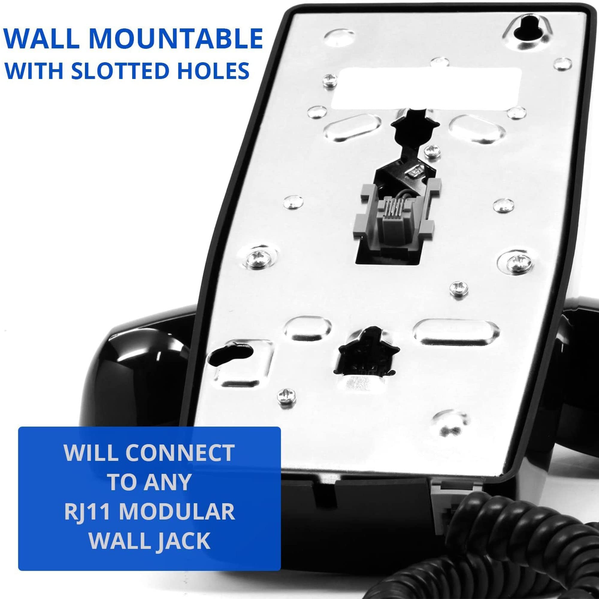 Single Line Classic 2554 Wall Phone With Loud Ringer And Handset Volume Control, Black   Wall Mount Jack Required