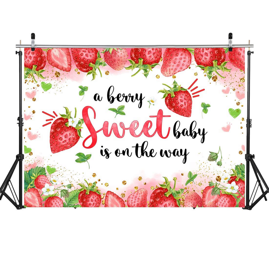 Wolada 7X5Ft Strawberry Baby Shower Backdrop Strawberry Baby Gift Party Photo Backgdrop A Berry Sweet Baby Is On The Way Photogr