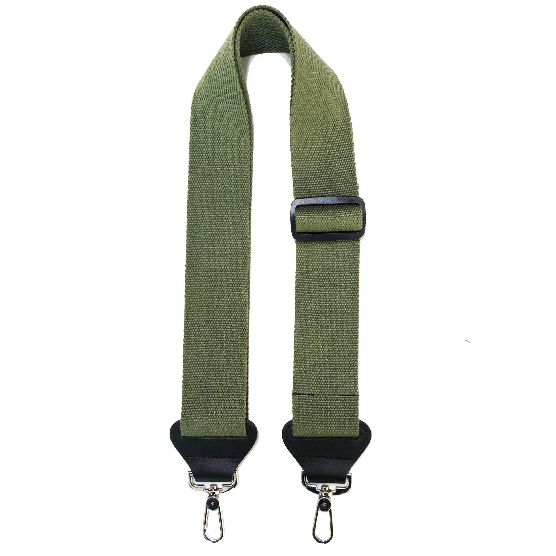 Moonembassy Banjo Strap With Leather Ends And Metal Clips,2'' Wide,Adjustable (Green)