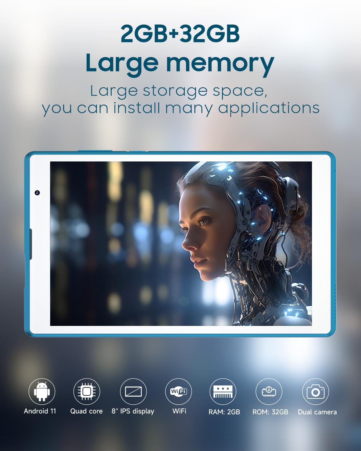 Coopers Tablet Android 11 Tablets, 8 Inch Tablet 2Gb Ram, 32Gb Rom Support 512Gb Expand Computer Tablet Pc, Quad Core Processor,