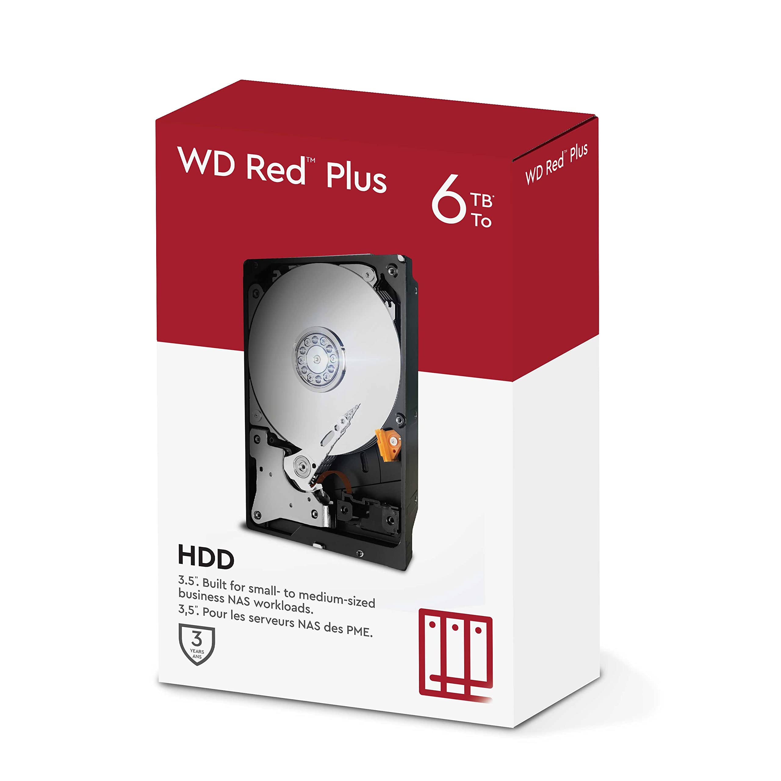Western Digital 6Tb Wd Red Plus Nas Internal Hard Drive Hdd - 5400 Rpm, Sata 6 Gb/S, Cmr, 256 Mb Cache, 3.5 -Wd60Efpx