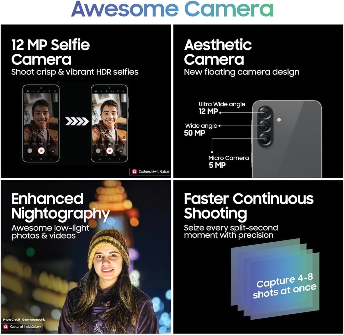 Samsung Galaxy A56 5G Ai (For Tmobile Mint Tello & Global) (256Gb + 12Gb) Version Latina Unlocked Sm-A566E/Ds 6.6 120Hz 50Mp Tri