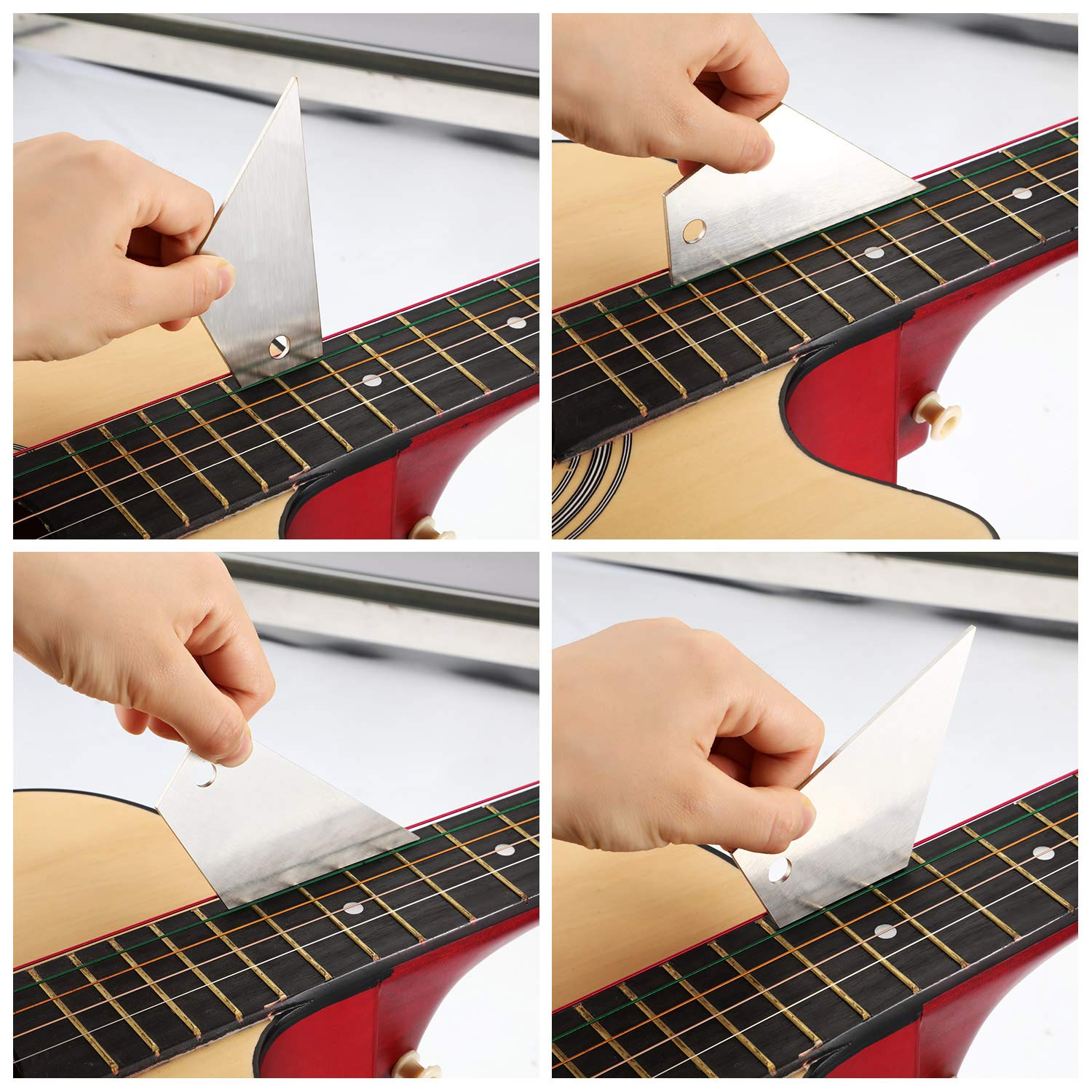 Set Of 3, Notched Straight Edge Guitar Luthiers Tool, String Action Ruler Gauge, Fret Rocker String Height Gauge For Most Guitar