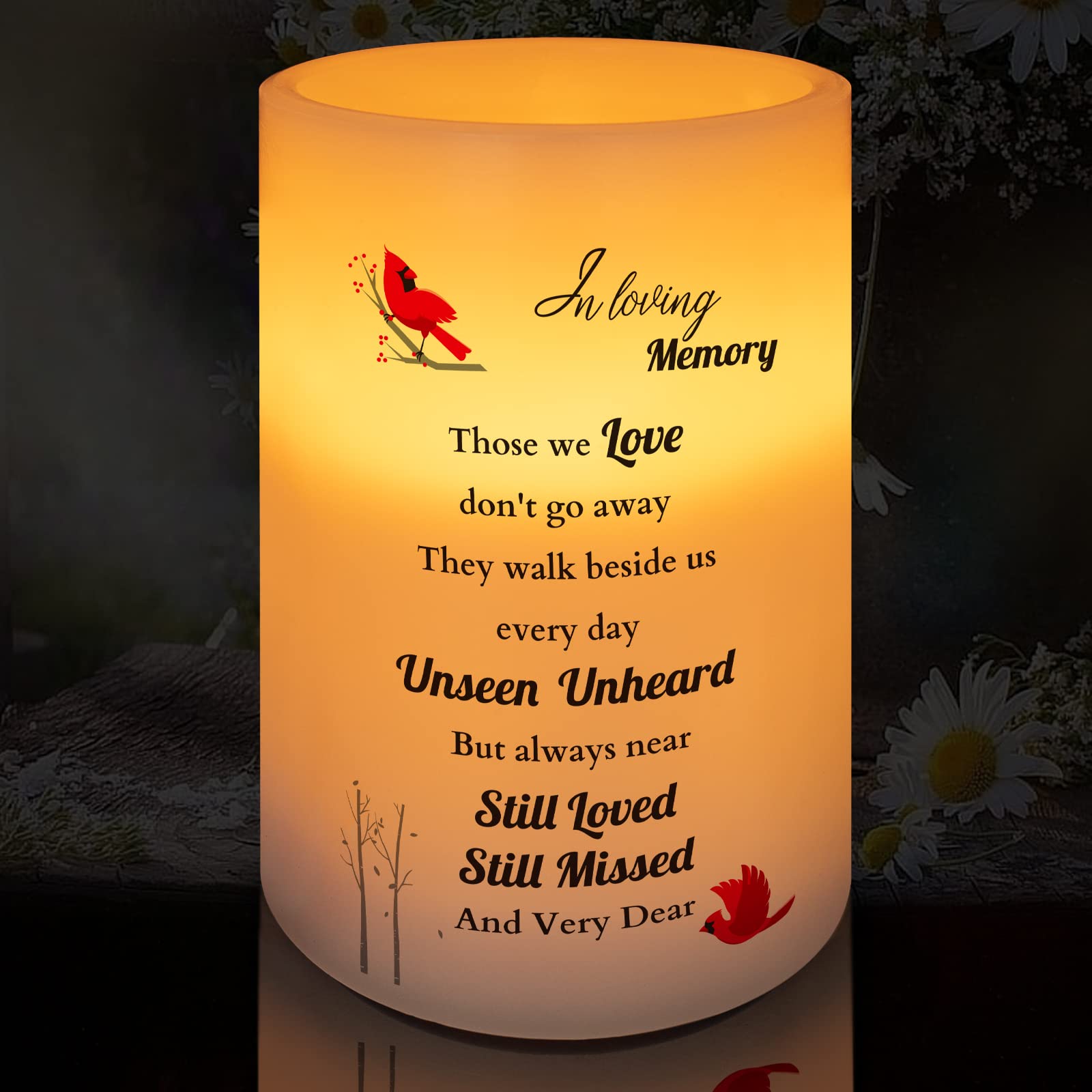 Memorial Gifts Flameless Cardinal Candle, Real Wax Led Light With Timer Sympathy Gift For Loss Of Loved One Memorial Gifts For L