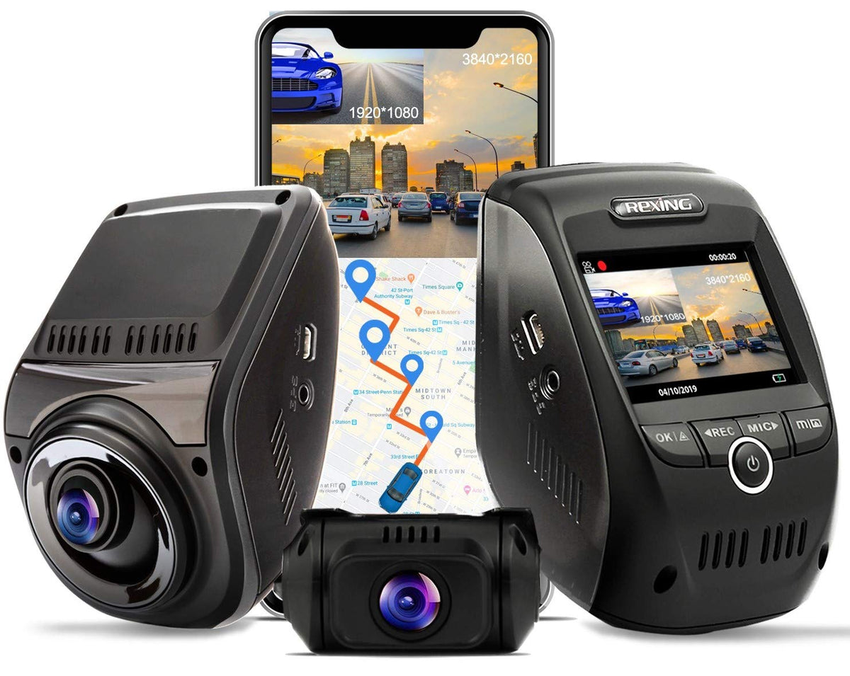 Rexing V1P Max 4K Uhd Dual Channel Dash Cam, 3840X2160 Front+1080P Rear, Wifi Gps Car Dash Camera W/Night Vision, Supercapacitor