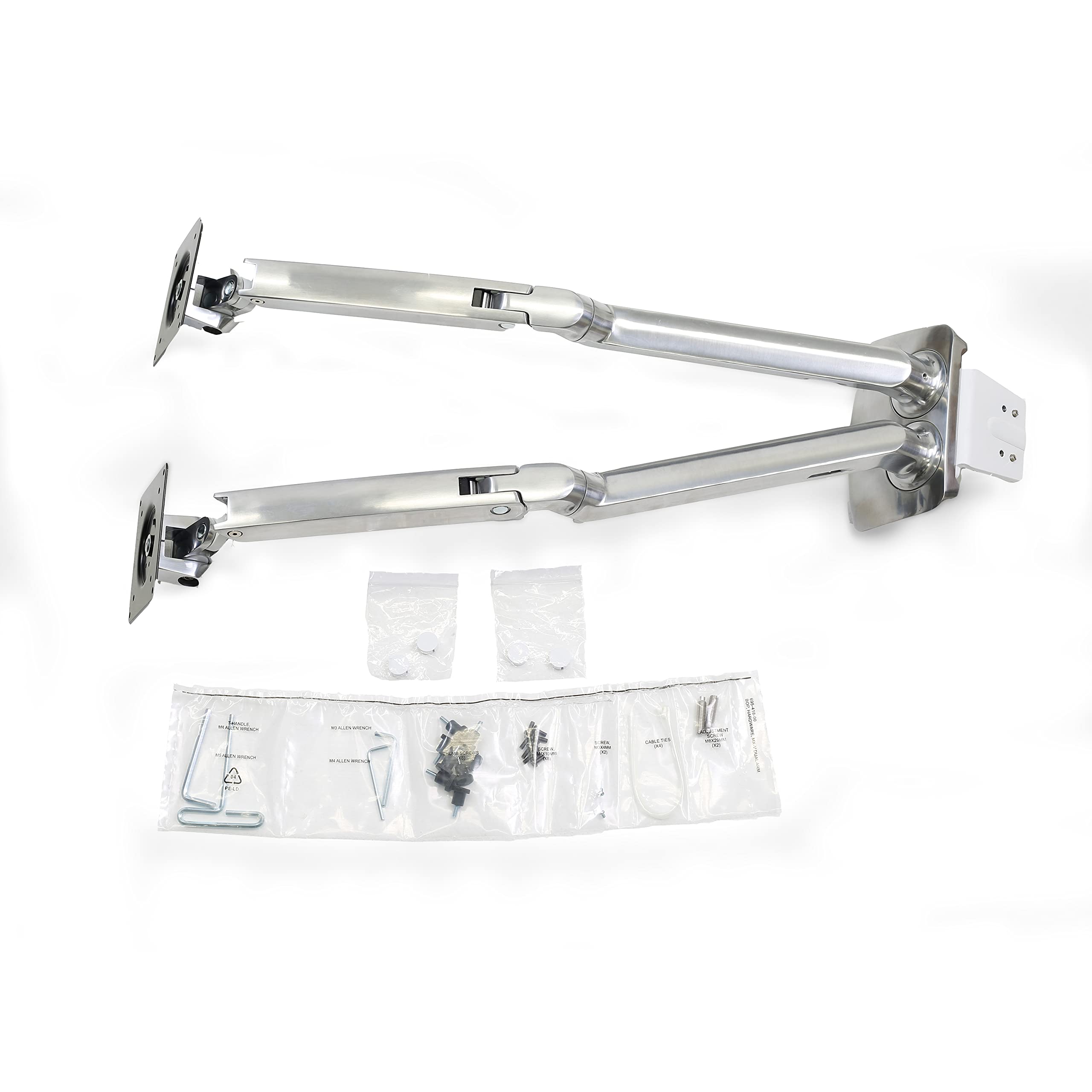 Ergotron � MXV Dual Monitor Arm, VESA Desk Mount � for 2 Monitors Up to 24 Inches, 7 to 20 lbs Each � Polished Aluminum