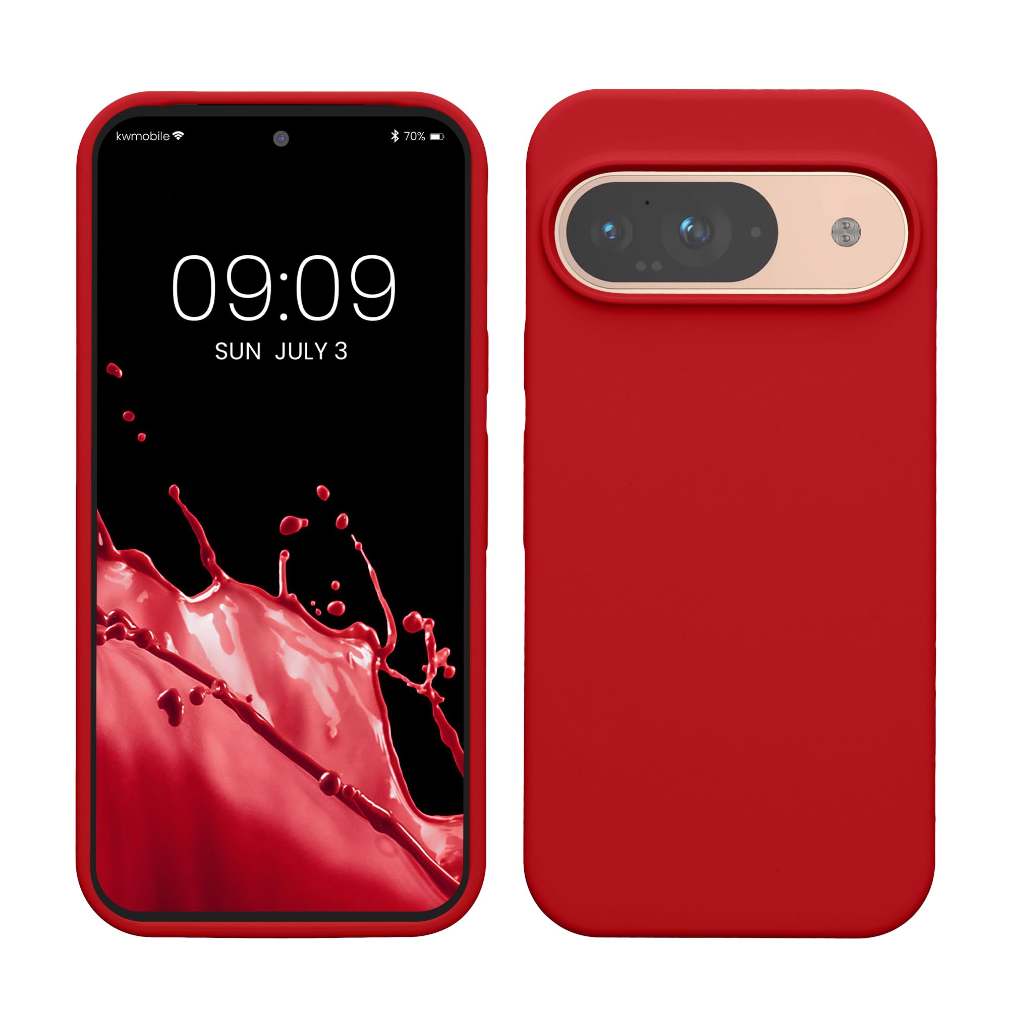 kwmobile Case Compatible with Google Pixel 9 / Pixel 9 Pro Case - TPU Silicone Phone Cover with Soft Finish - Sweet Cherry