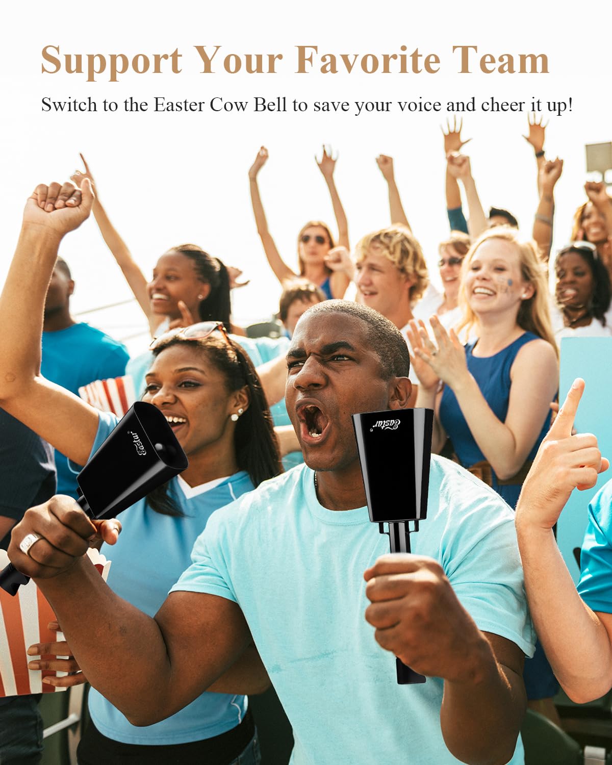 Eastar Cow Bell With Handle, 2 Pack Cowbells For Sporting Events, 10 Inch Cowbells Noise Makers Cheering Bell For Football Games