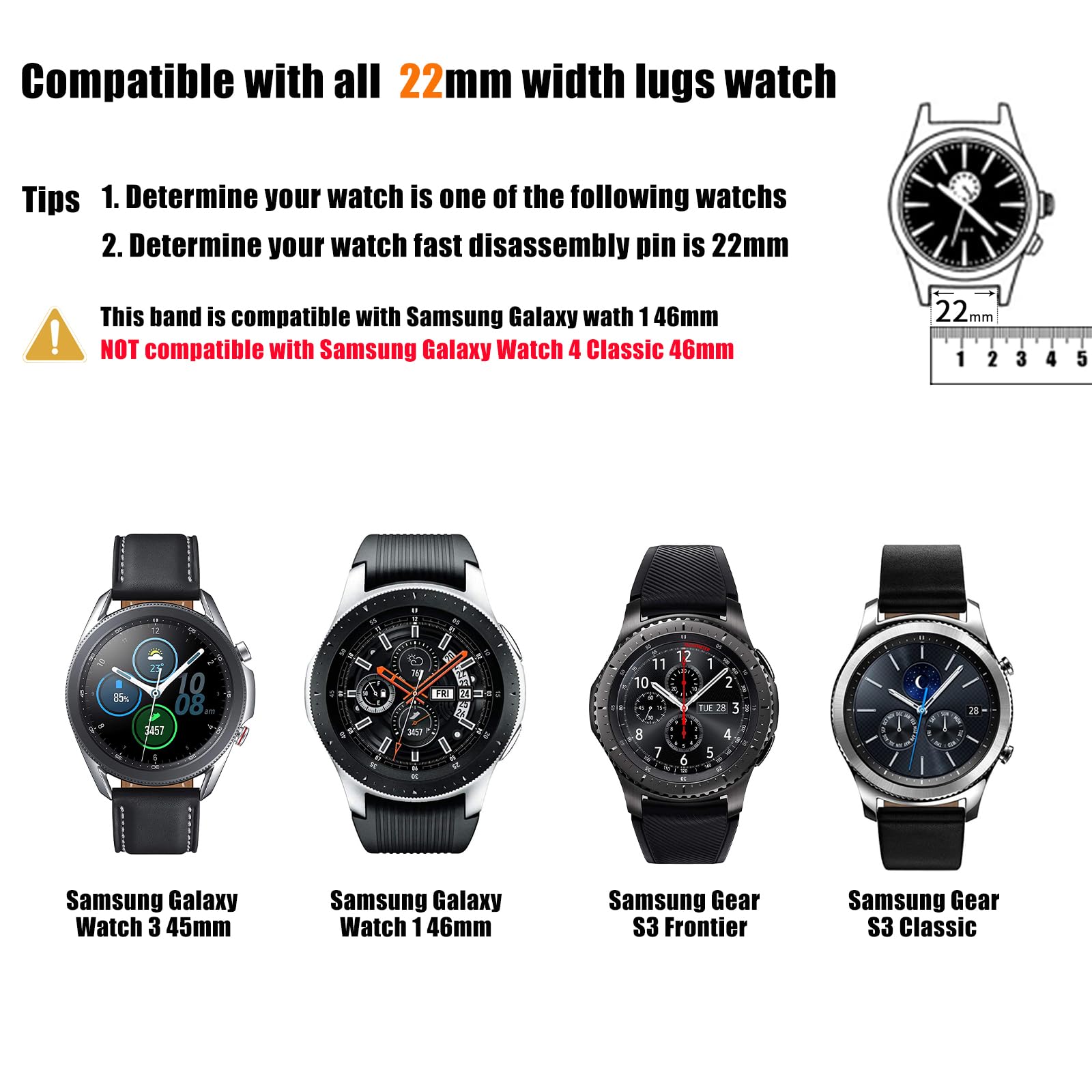 Easuny 22mm Stretchy Nylon Watch Band for Samsung Galaxy Watch 3/46mm/Gear S3 Frontier - Adjustable Elastic Loop, Space Gray