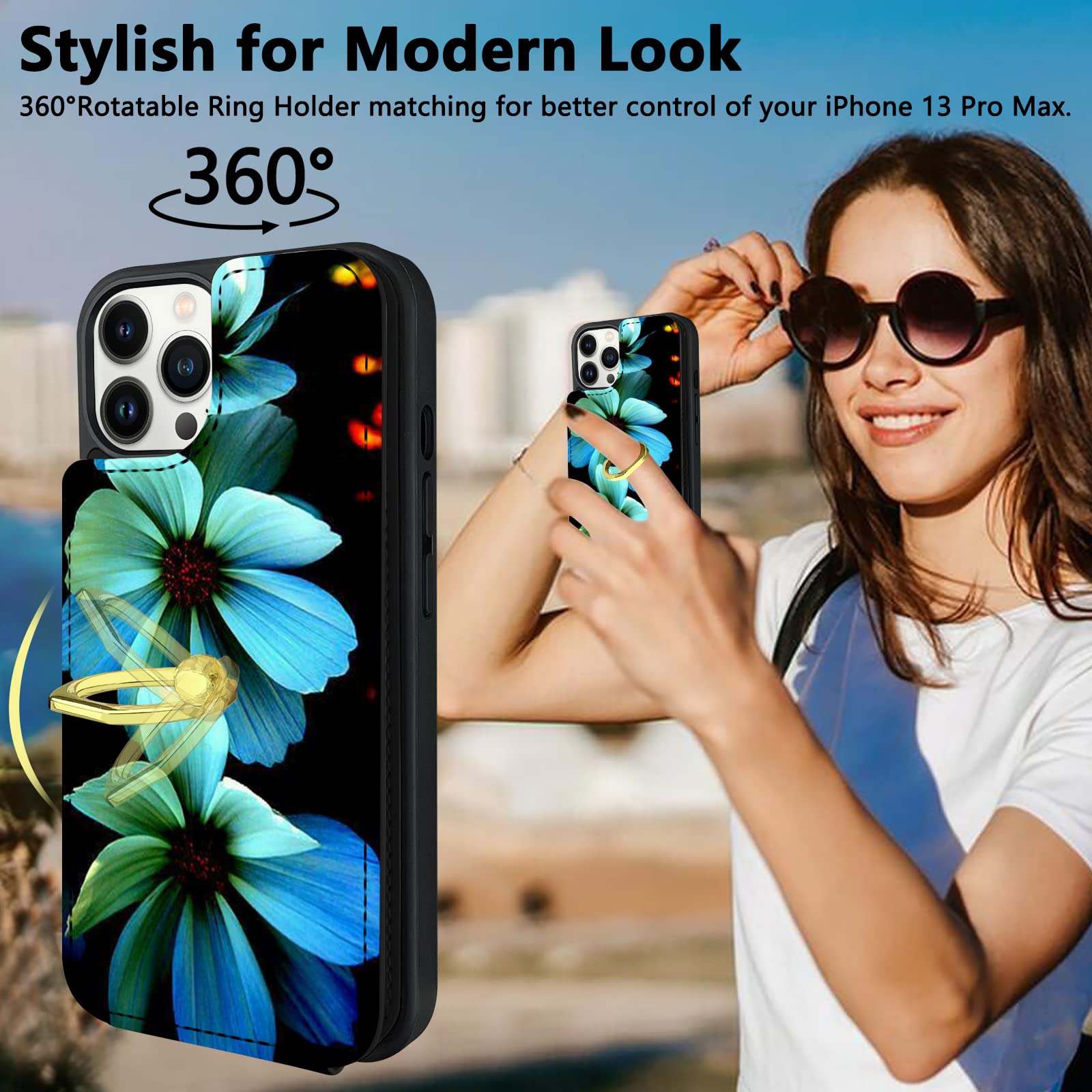 Topperfekt Compatible With Iphone 13 Pro Max Wallet Case With Card Holder, 360