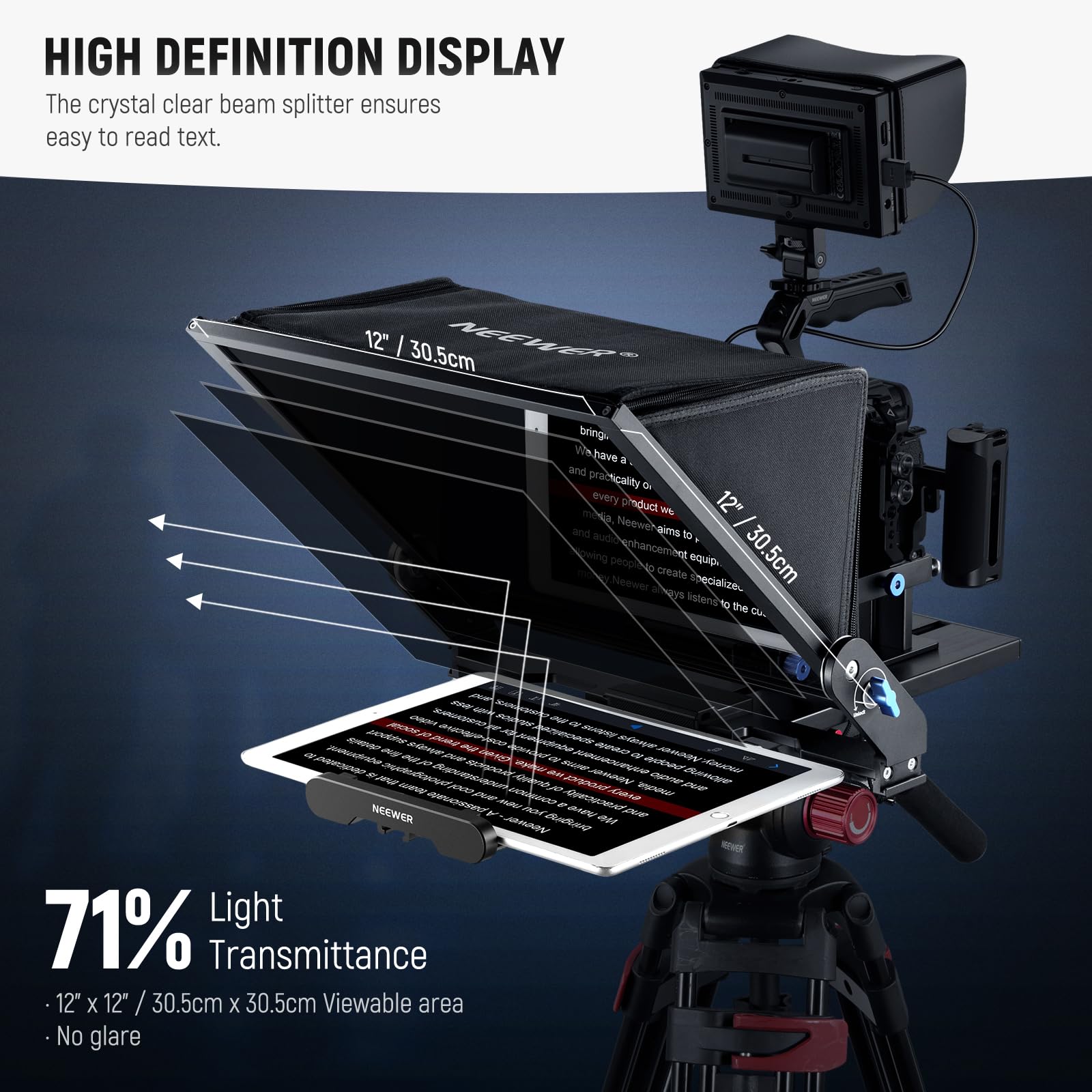 Neewer Teleprompter X17 Ii With Rt113 Remote/App Control, 17'' Hd Beamsplitter All Metal Frame Upgraded Camera Mount Qr Plate Co