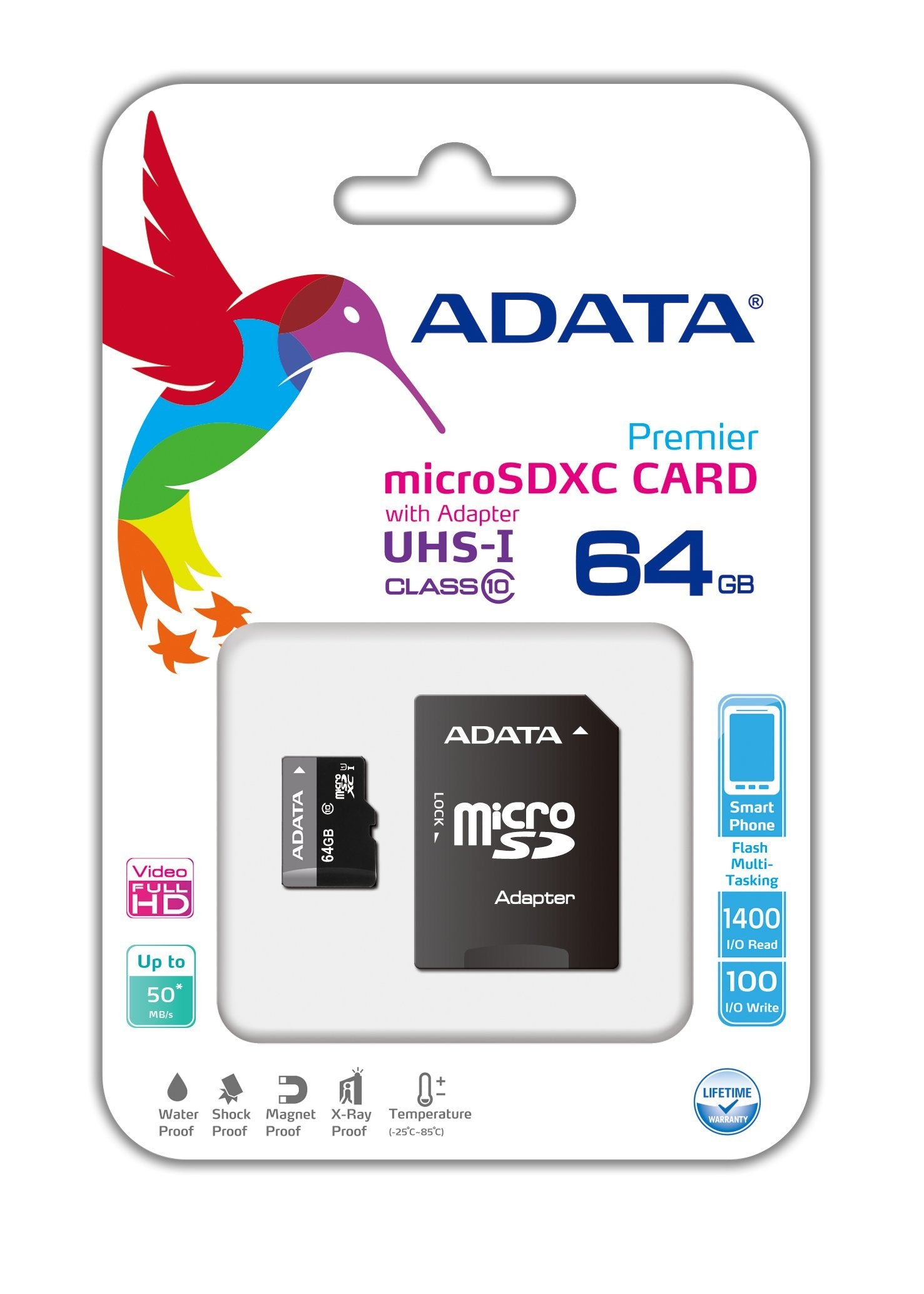 Adata Premier 64Gb Microsdhc/Sdxc Uhs-I U1 Class 10 Memory Card With Adapter (Ausdx64Guicl10-Ra1)