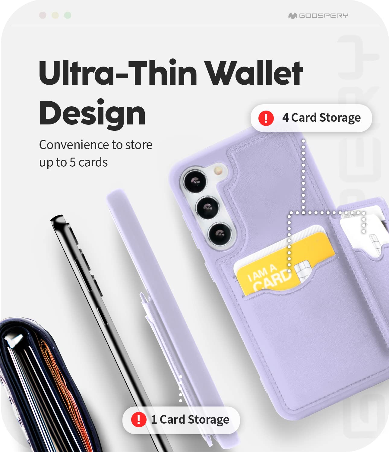 Goospery Galaxy S23 Plus Wallet Case   5 Card Holder, Slim Pu Leather, Magnetic Closure, Shockproof Full Cover   Lavender Purple