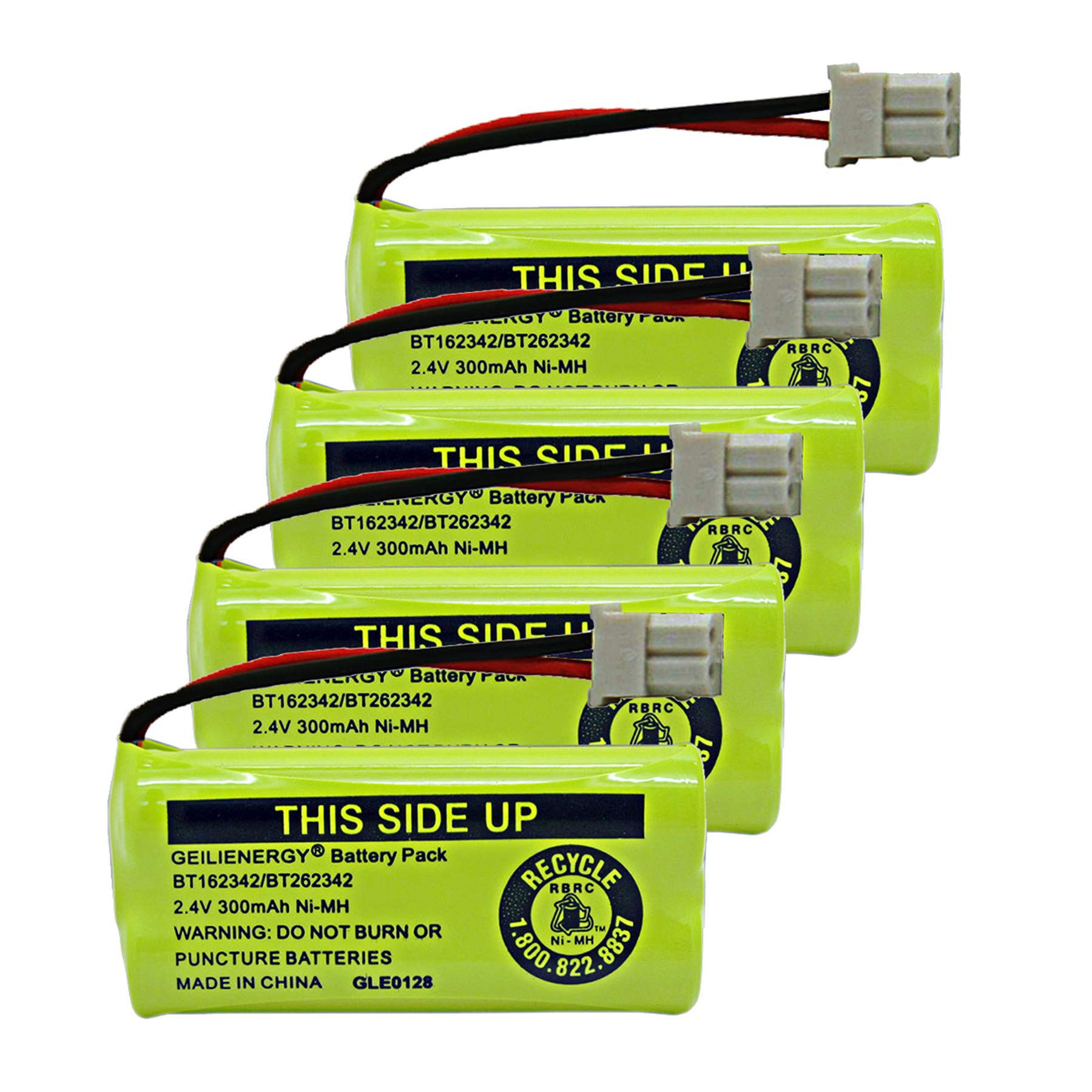 Geilienergy 2.4V 300Mah Nimh Bt183342 Bt283342 Bt162342 Bt262342 Bt166342 Bt266342 Battery Compatible With Cs6719 Cs6419 Cs6649 Ds6151 At&T Cl4940 El52300 Cordless Phone (Pack Of 4)