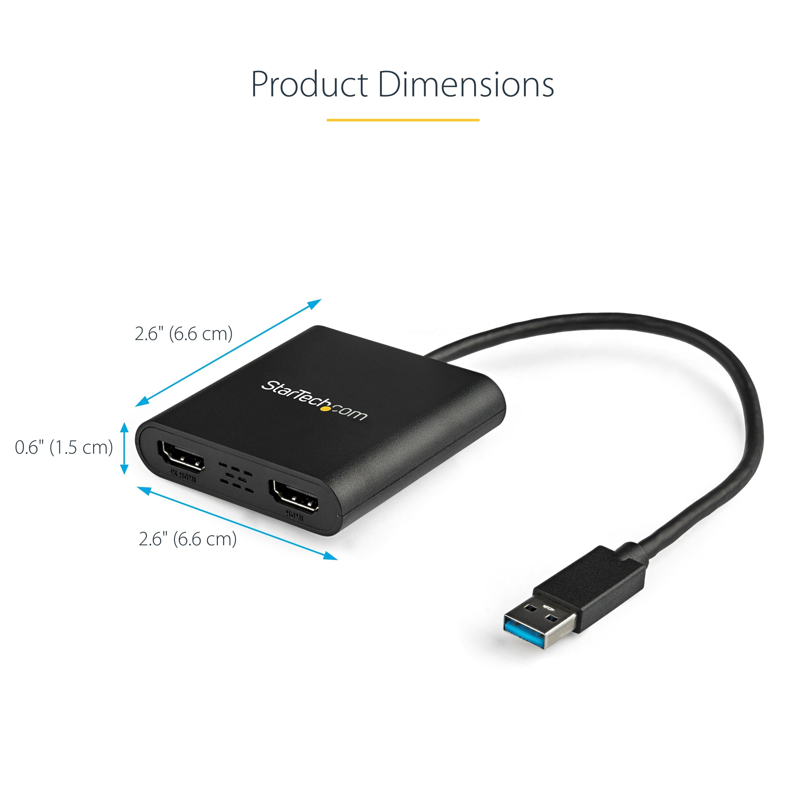 Startech.Com Usb 3.0 To Dual Hdmi Adapter   1X 4K 30Hz & 1X 1080P   External Video & Graphics Card   Usb Type A To Hdmi Dual Mon