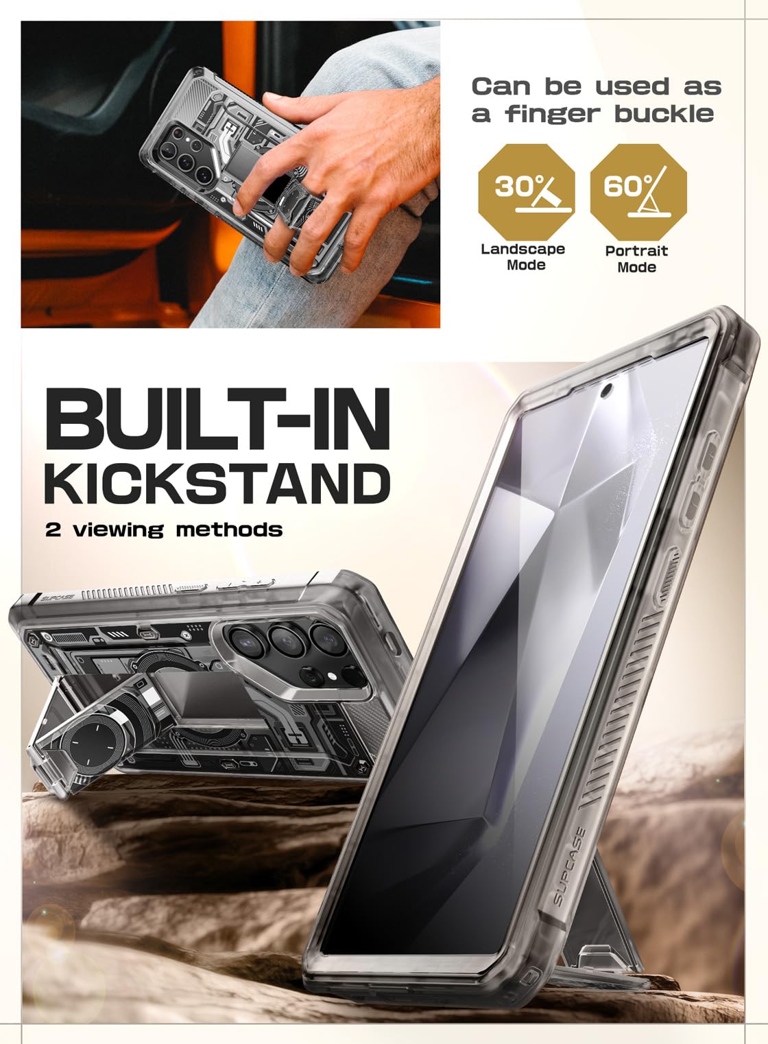 Supcase Unicorn Beetle Pro For Samsung Galaxy S24 Ultra Case With Stand, [2 Front Frame] 360 Full Body Belt Clip & Kickstand Cas