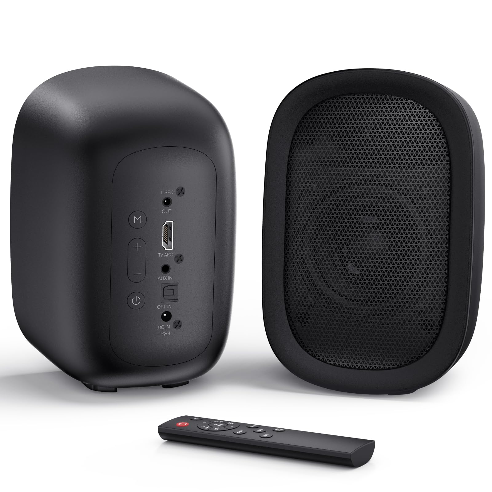 Saiyin Powered Bluetooth Bookshelf Speakers for Record Player, 40W Stereo Sound Speakers with 3-Inch Woofer, Dual-Curved Horn Ba