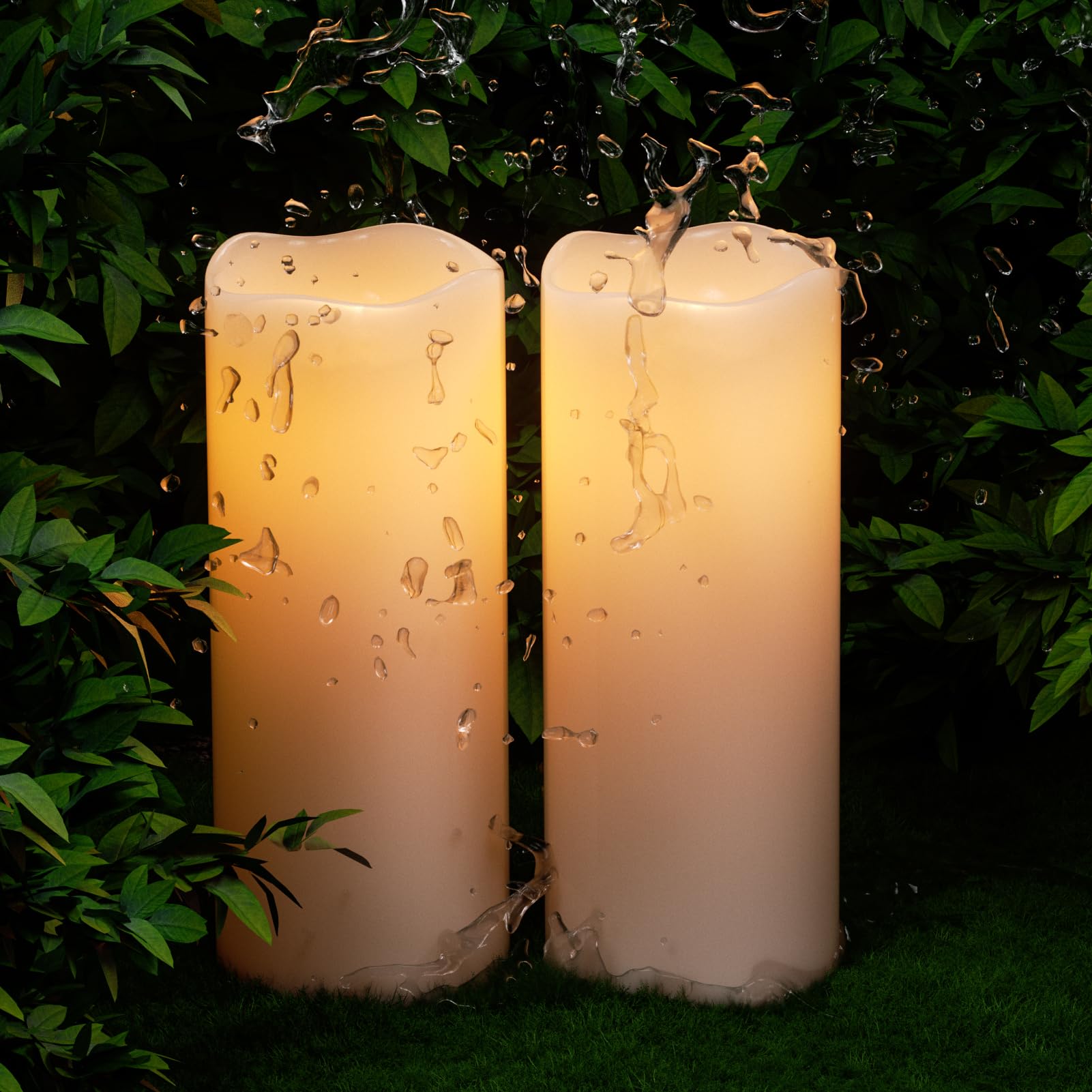 Eldnacele 8'' 10''    4'' Large Waterproof Outdoor Flameless Candles Remote And Timer, Battery Operated White Plastic Led Flicke