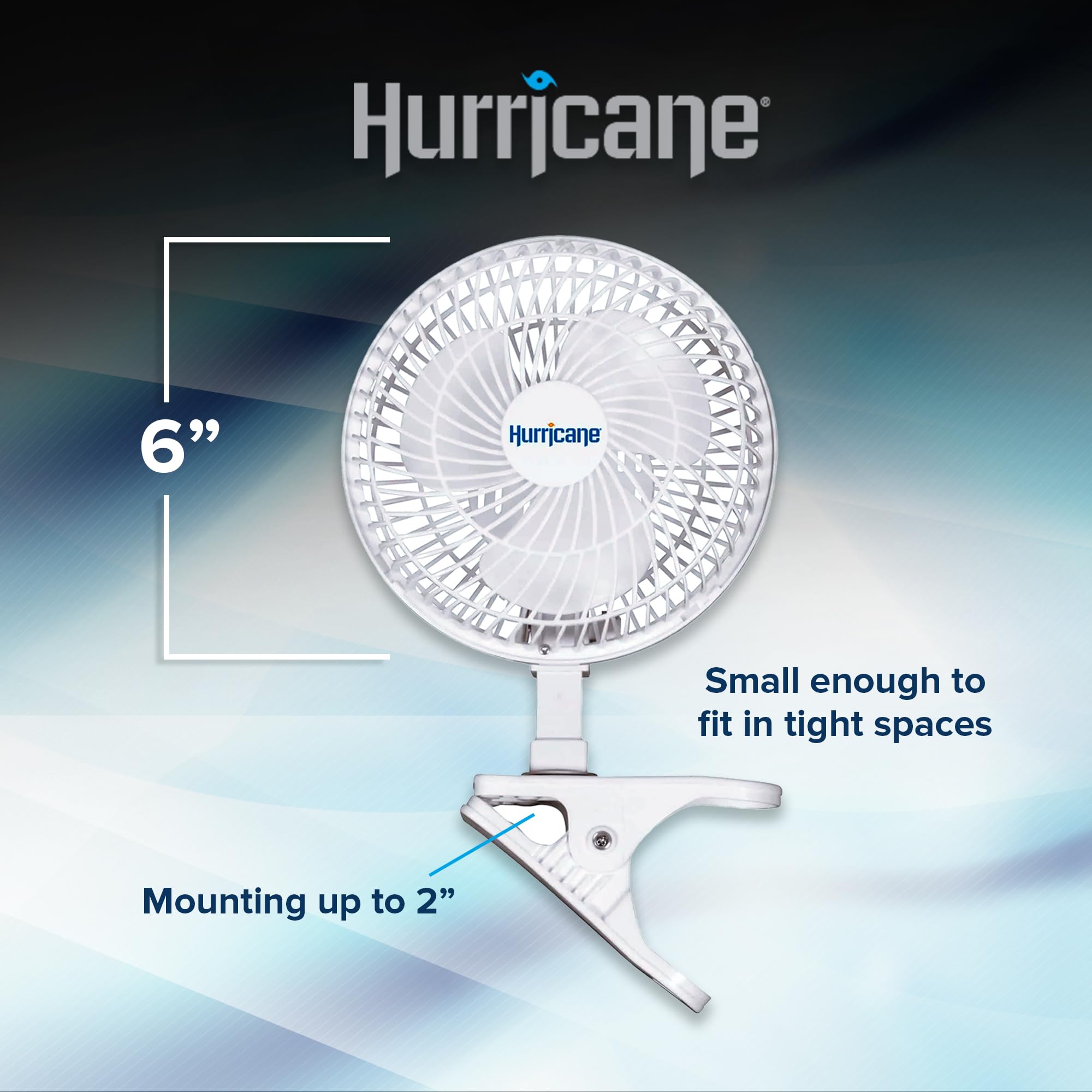 Hurricane Classic 6 Inch 2 Speed Portable Mini Desk Table Clip On Fan With Adjustable Tilt For Home, Office, Stroller, And Trave