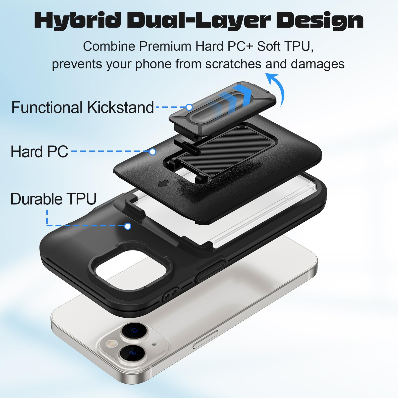 Samonpow For Iphone 13 Case / 14 Case Wallet With Card Holder [3 Cards] & Stand Heavy Duty Protective Shockproof Hidden Card Slo