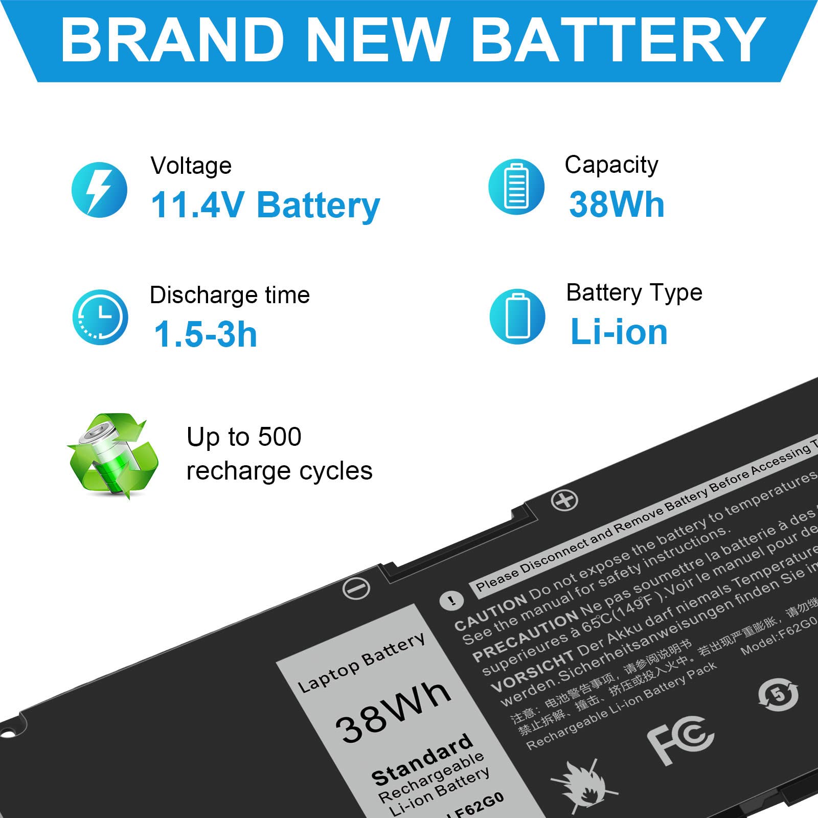 Fancy Buying 39Dy5 F62G0 Battery For Dell Inspiron 13 7000 I7373 7373 7386 2 In 1 7370 7380 5370 P83G P87G P91G P83G001 P83G002