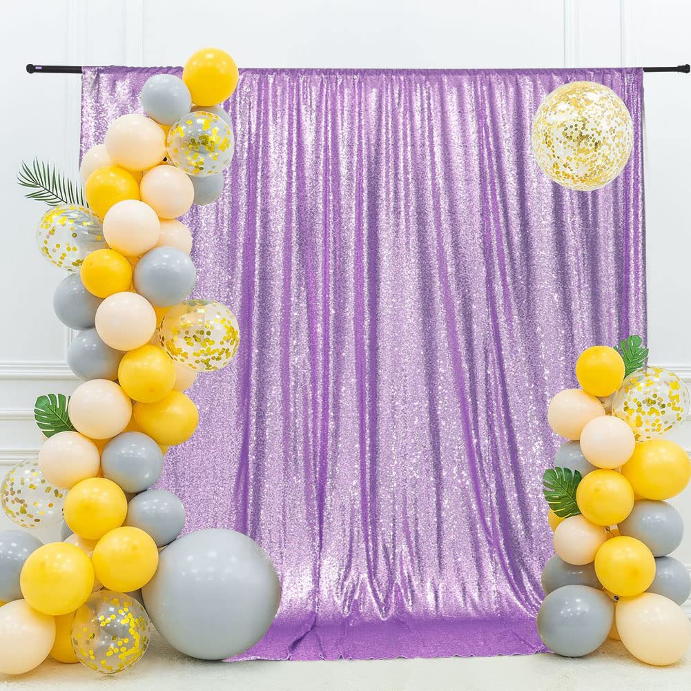Eternal Beauty Lavender Sequin Backdrop Curtains, 8X8 Shimmer Drapes For Party Weddding Decoration