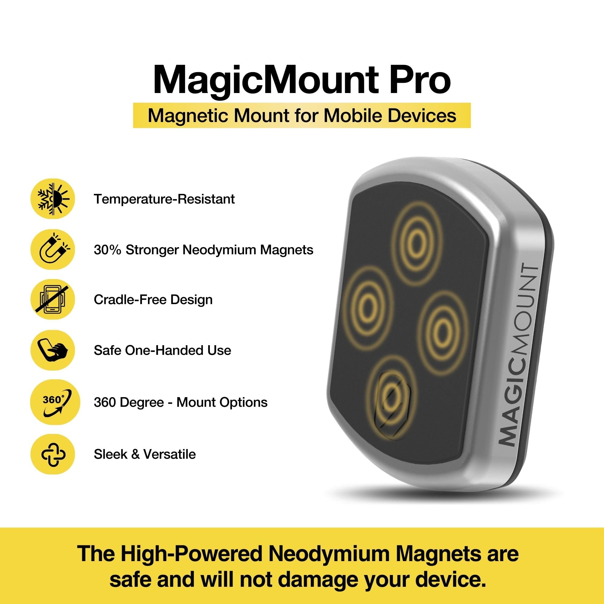 Scosche MPDB MagicMount Pro Magnetic Car Phone Holder   Strong Magnet Car Mount for iPhone and Android   Secure Magnetic Phone Holder for Car Dashboard   Universal 360� Adjustable Cell Phone Holder