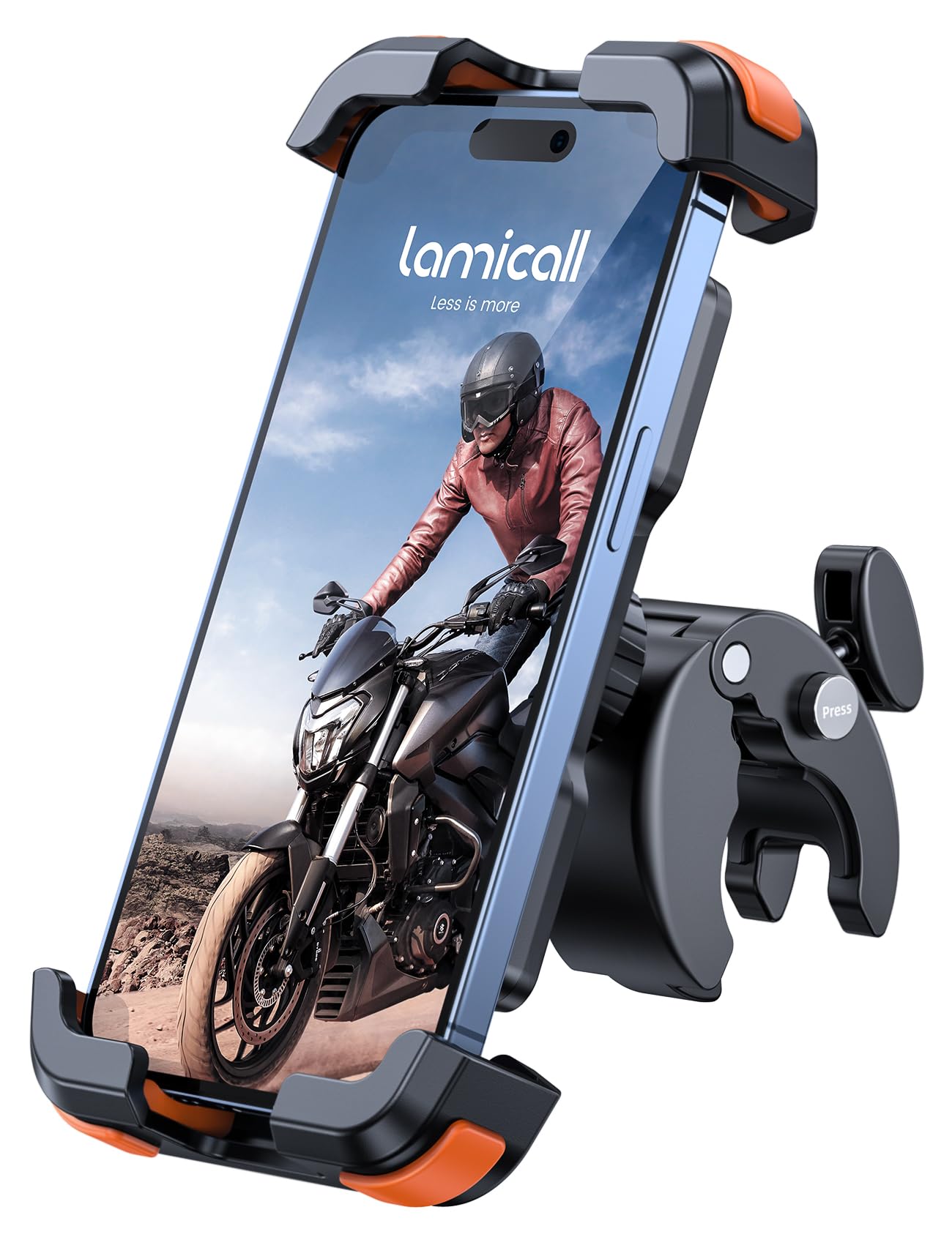Lamicall Motorcycle Phone Mount, Bike Phone Holder   Upgrade Quick Install Handlebar Clip For Bicycle Scooter, Cell Phone Clamp