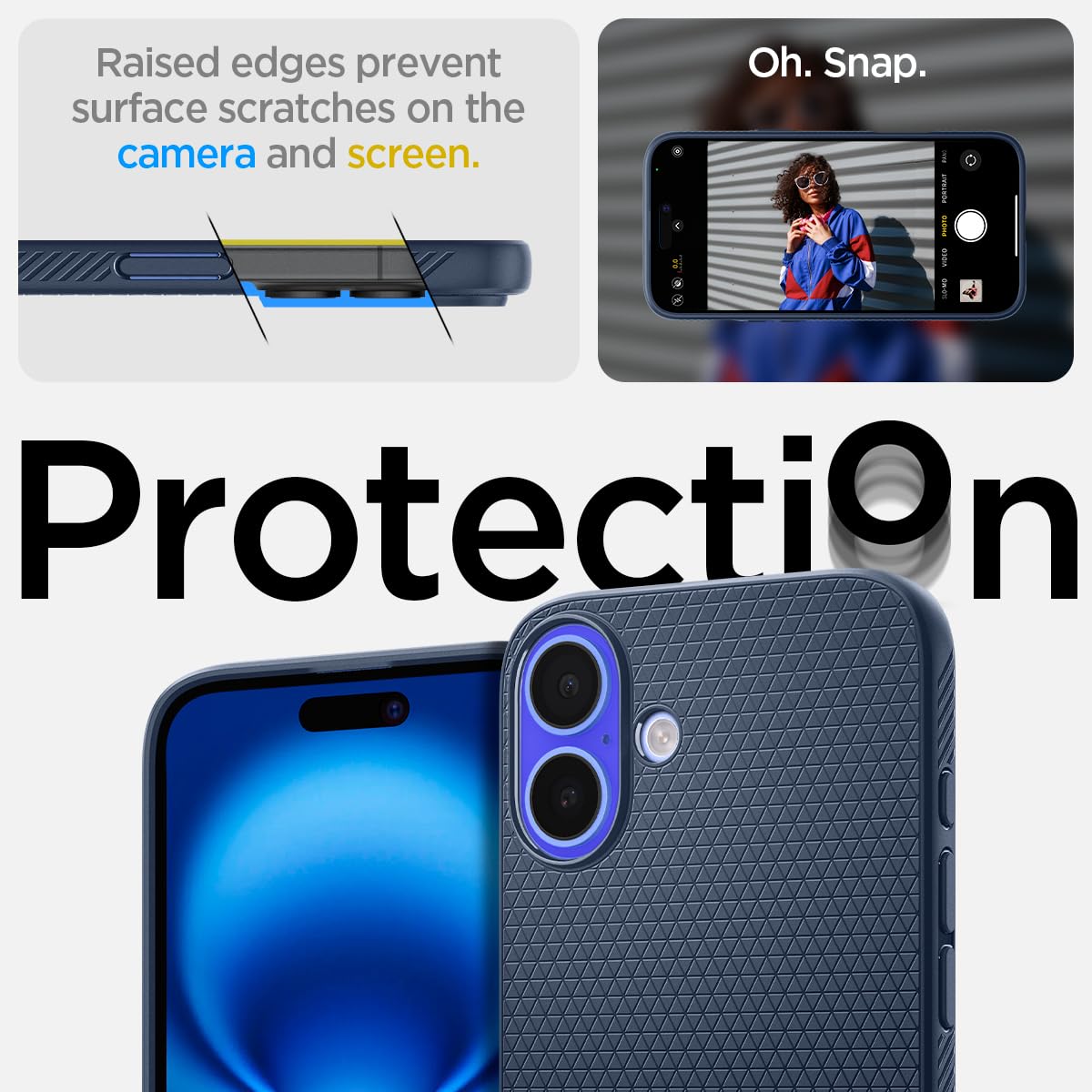 Spigen Liquid Air Designed For Iphone 16 Plus Case [Not Compatible With Magsafe], [Military Grade Protection]   Navy Blue