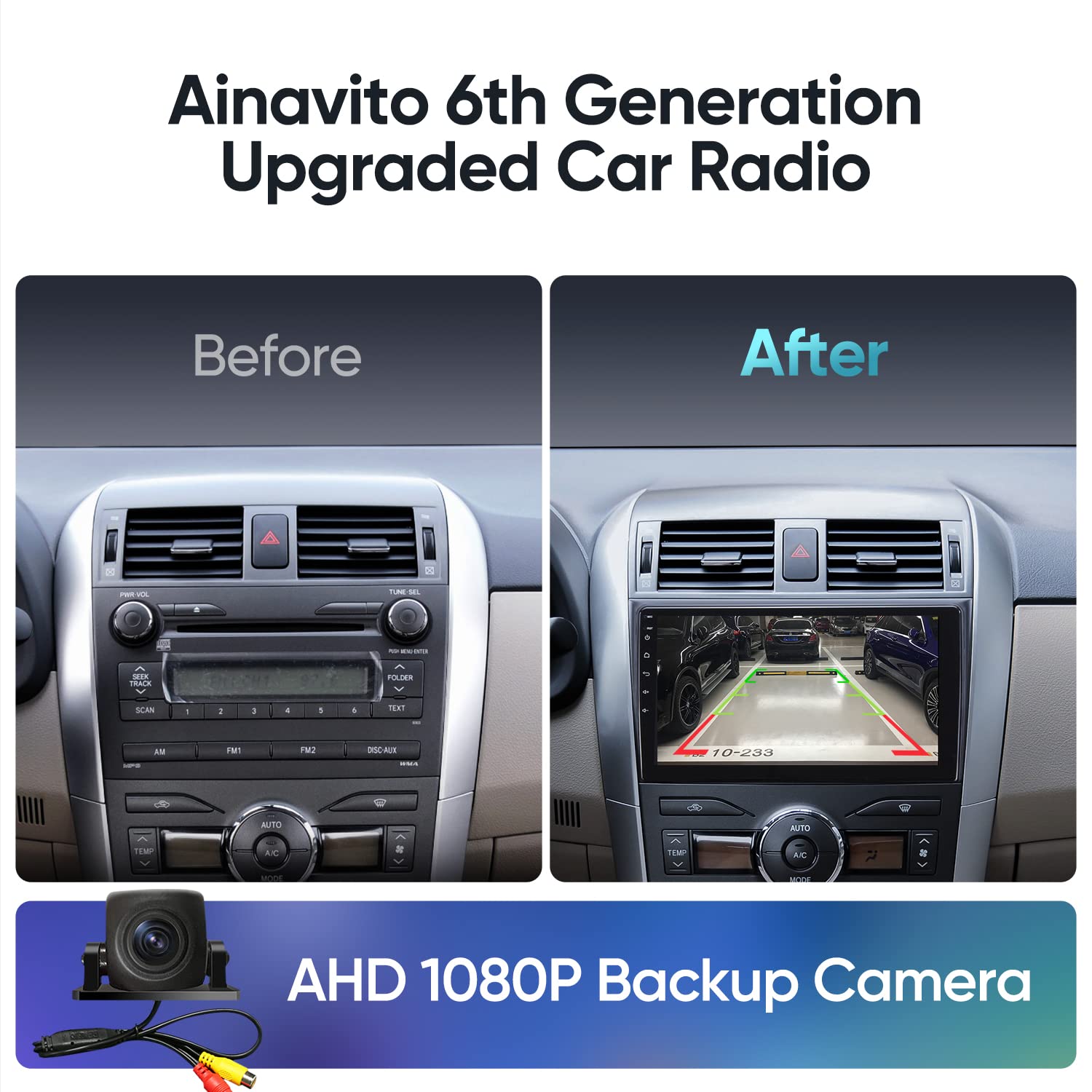 Car Stereo Radio For Toyota Corolla 2008 2012 With Carplay Android Auto Gps Navigation Support 48Eq Mirroring Airplay Rear 1080P