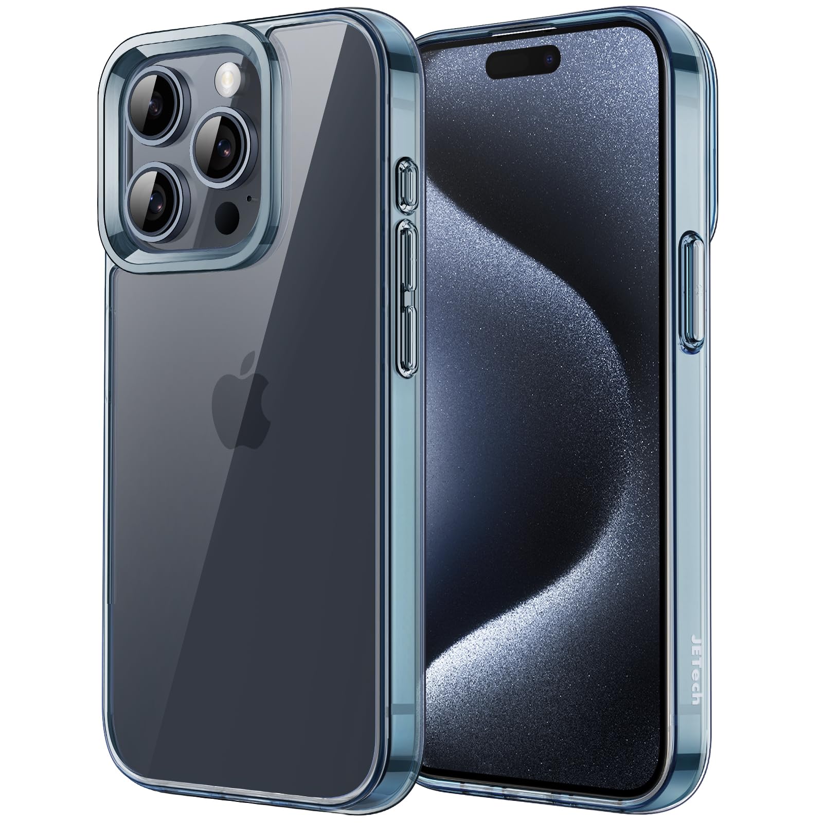 JETech Case for iPhone 15 Pro 6.1-Inch, Non-Yellowing Shockproof Phone Bumper Cover, Anti-Scratch Clear Back (Blue)