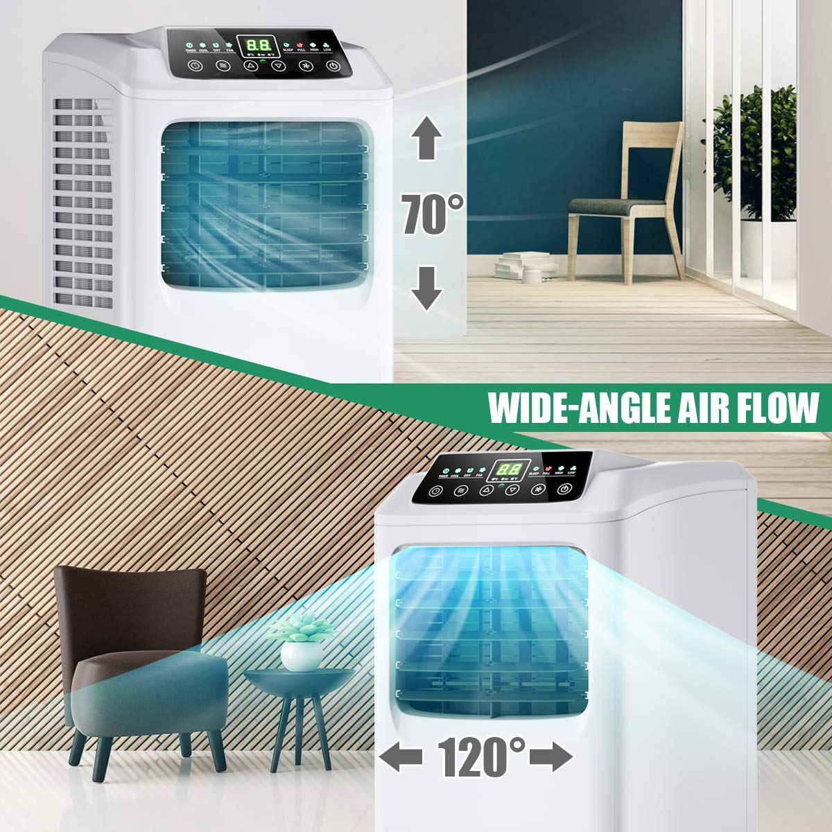Toolsempire Portable Air Conditioner 8000 BTU 3-in-1 Easy-cool White for Rooms up to 230 Sq Ft