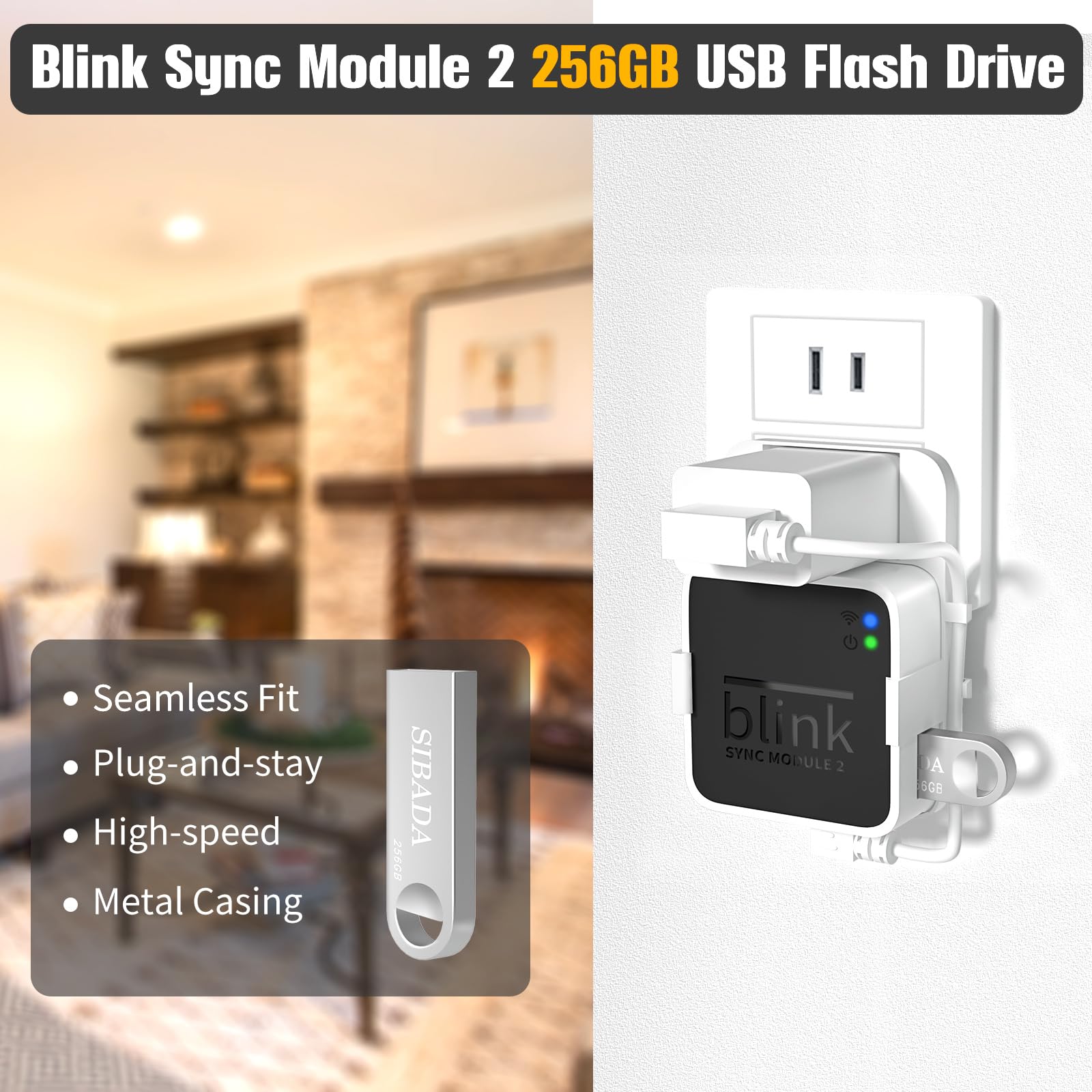 256Gb Usb Flash Drive, Outlet Wall Mount Holder For Blink Sync Module 2 With Short Cable Save Space,Mount Bracket For Blink Outd