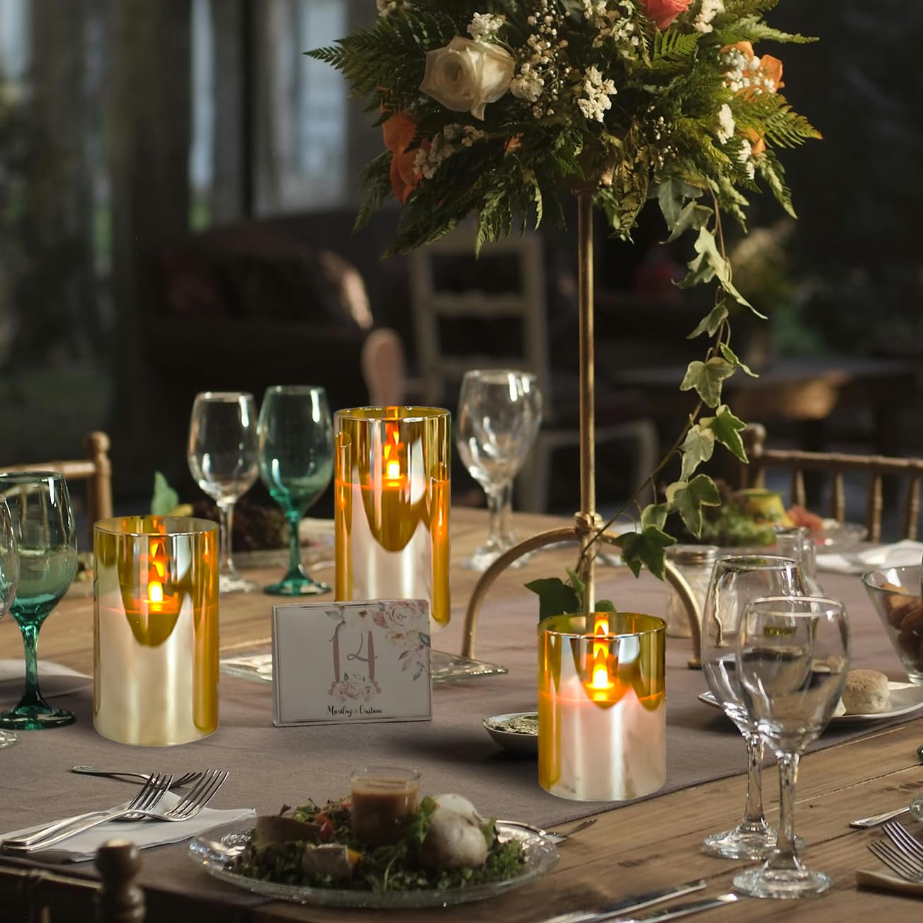 Niceme Radiance Evanescing Flameless Candles With Remote, 3 Pack Glass Battery Operated Candles With Timer, Real Wax Glass Led C