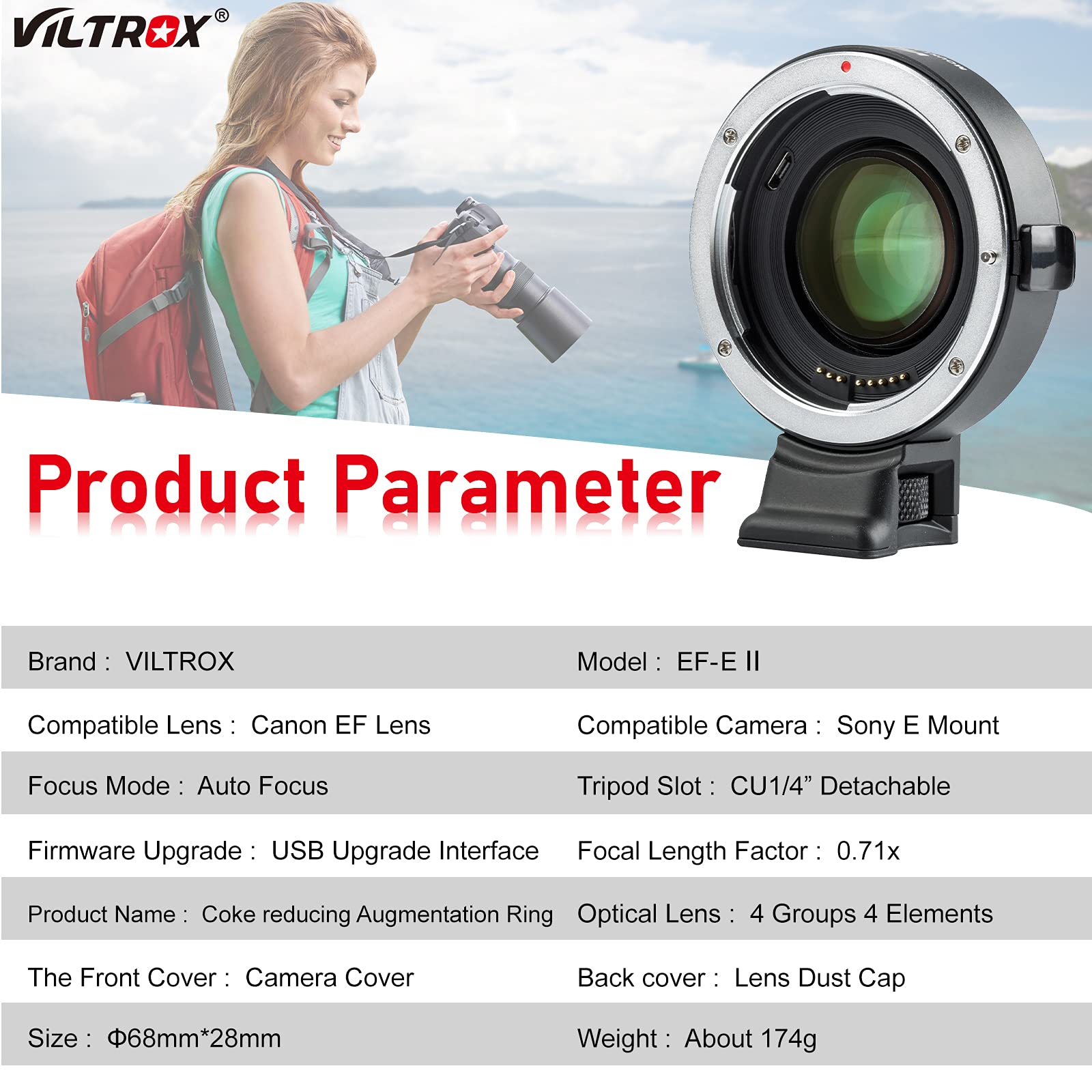 Viltrox Ef-E Ii 0.71X Auto Focus Reducer Speed Booster Adapter For Canon Ef To Sony E-Mount Camera A9 A7R Iii A7R Ii A7Iii A7S A