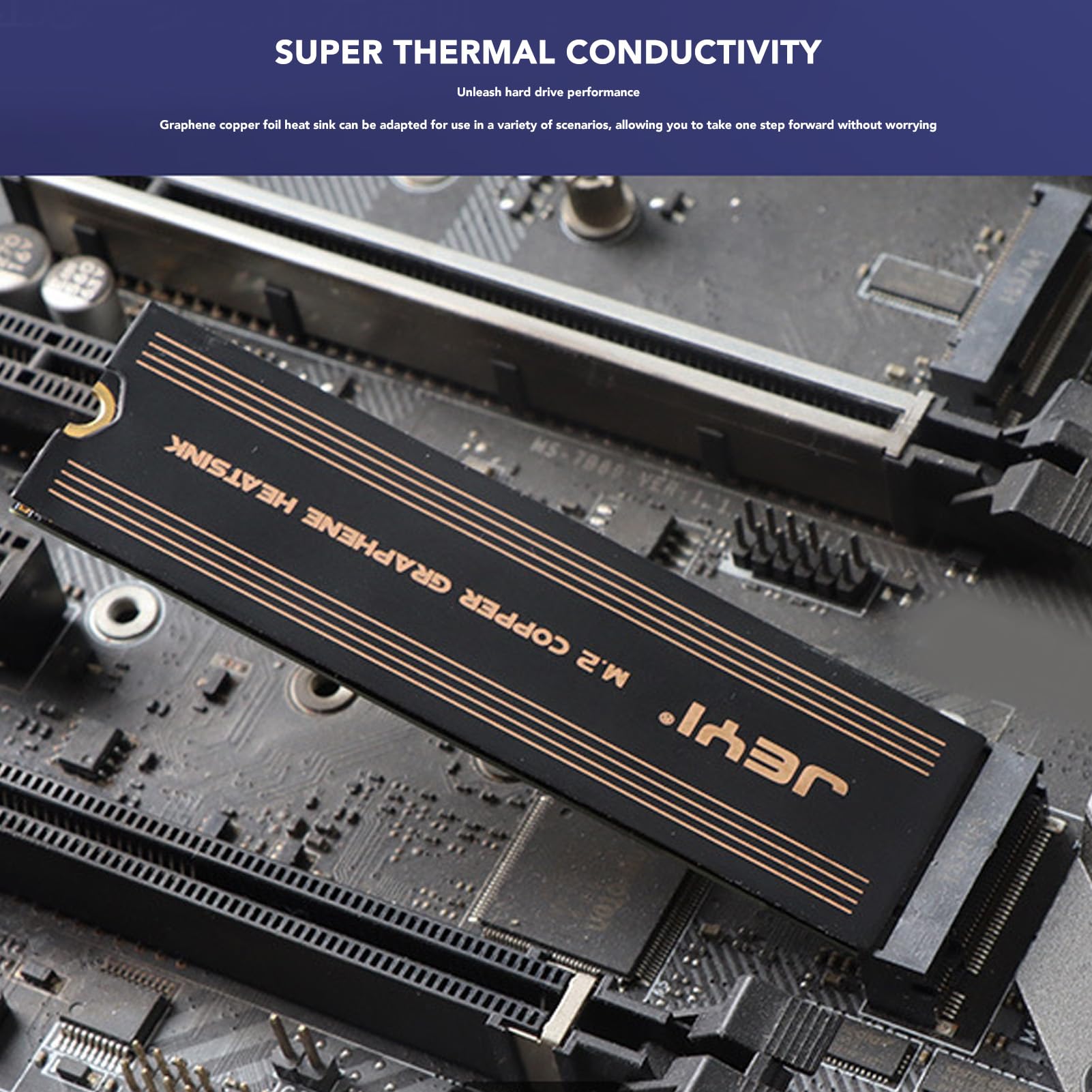 M.2 Ssd Graphene Heatsink, High Performance Fast Cooling Ssd Heatsink With Thermal Conductive Adhesive, 0.15 X 74 X 22Mm Graphen
