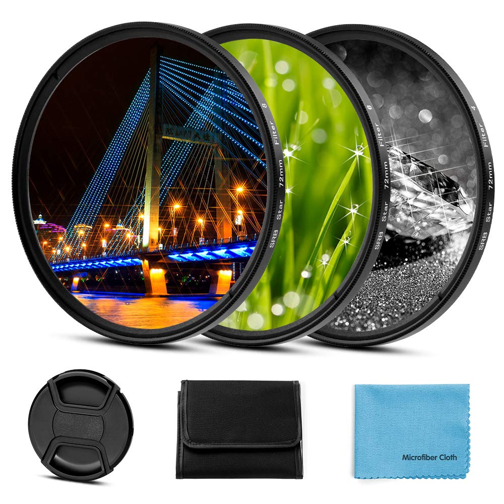 40.5Mm Star Filter 3 Pieces Starburst Lens Filter(4 Points,6 Points,8 Points) With Centre Pinch Lens Cap For Canon Nikon Sony Ol