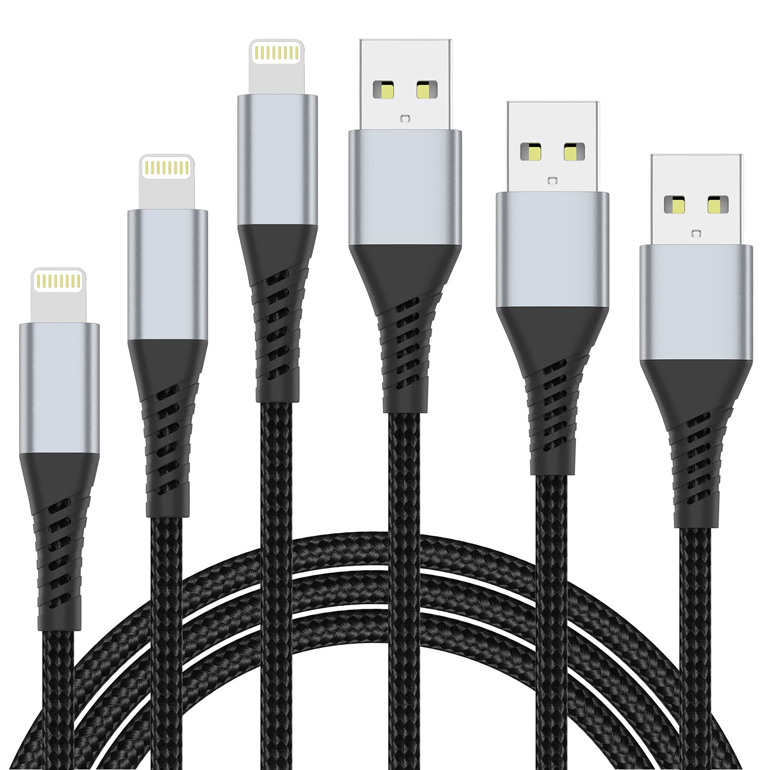 Lightning Cable 2Ft Iphone Charger Cable [3Pack] 2 Foot Iphone Charging Cord Fast Charging Braided Usb To Lightning Cable For Ap
