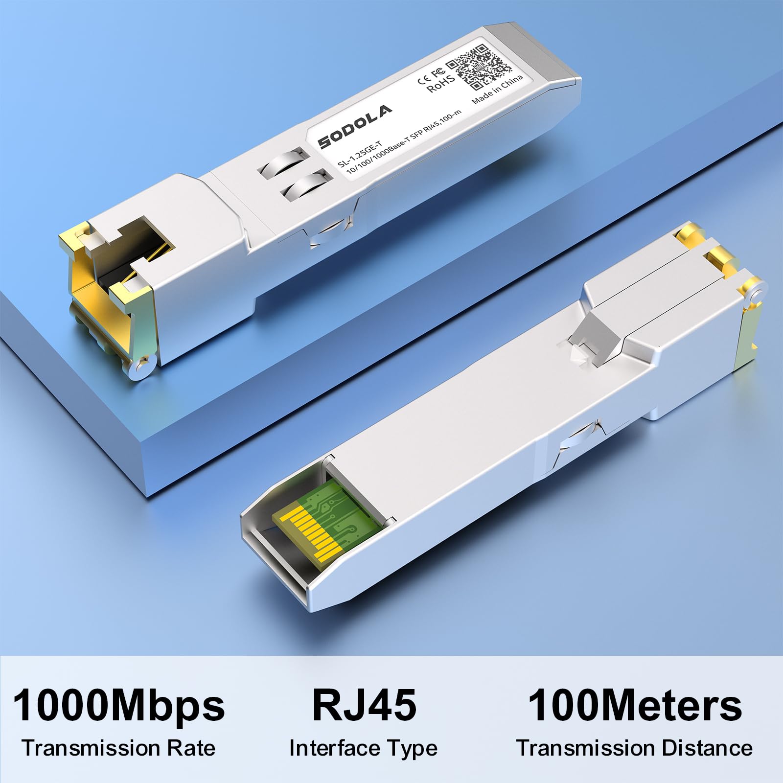 Sodola 1.25G Sfp T, 10/100/1000Base T Copper Sfp, Sfp To Rj45 Sfp Module Transceiver For,Cisco Sfp Ge T, Meraki, Fortinet, Ubiqu