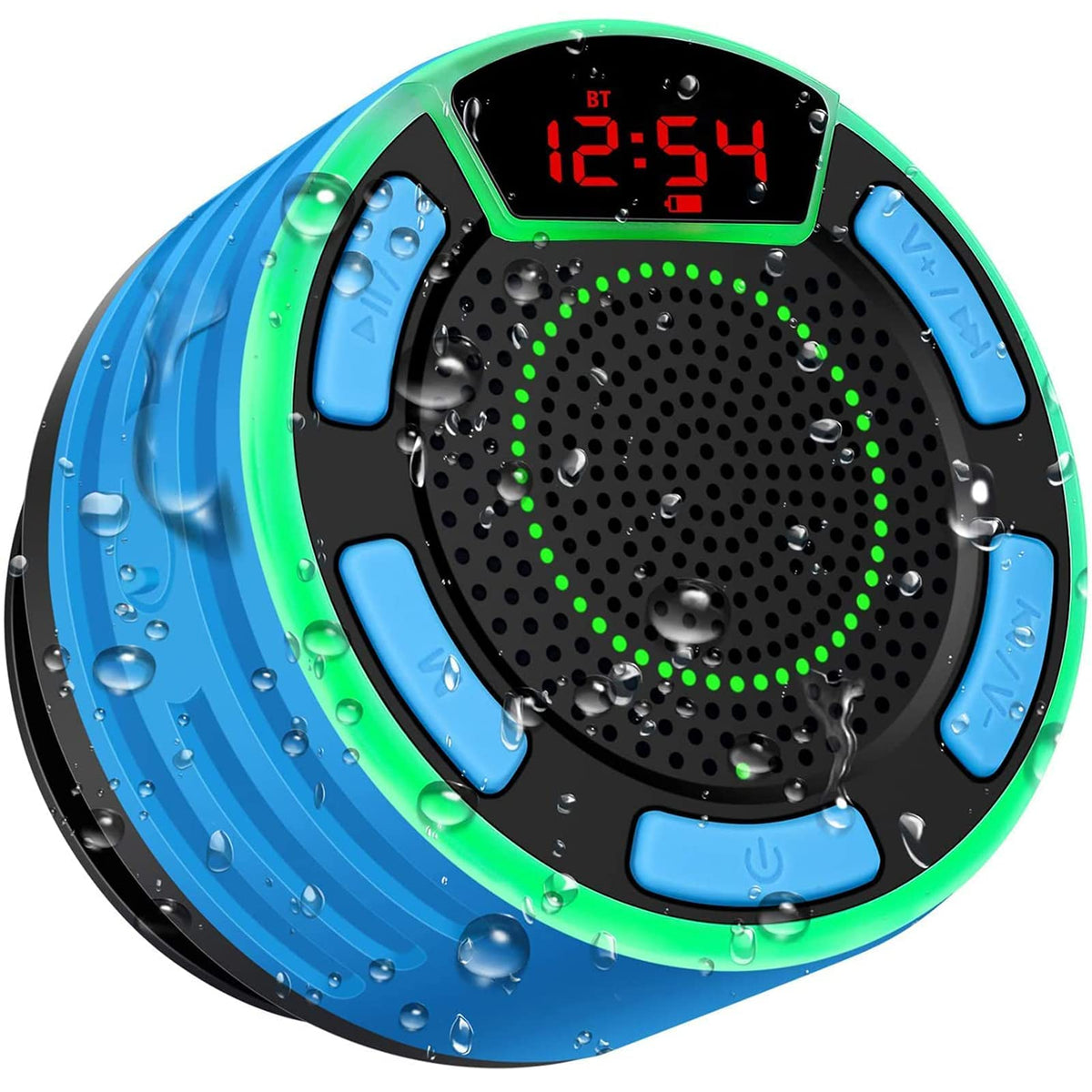 Basspal Ipx7 Waterproof Speaker, Bluetooth Portable Wireless Shower Speakers With Led Display, Fm Radio, Suction Cup, Light Show, Tws, Loud Stereo Sound For Pool Beach Home Party Travel Outdoors
