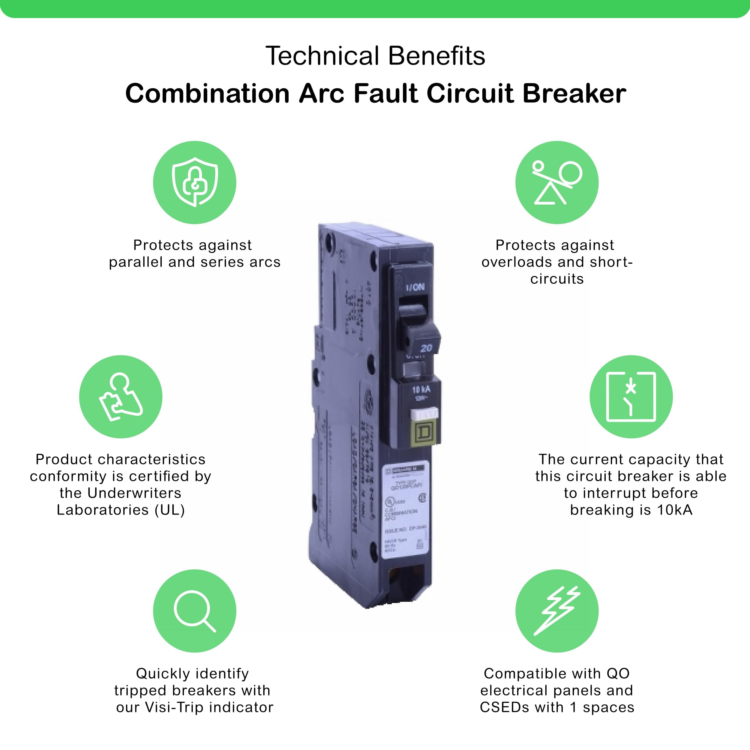 Square D   Qo120Pcafi 20 Amp Single Pole Plug On Neutral Cafci Circuit Breaker