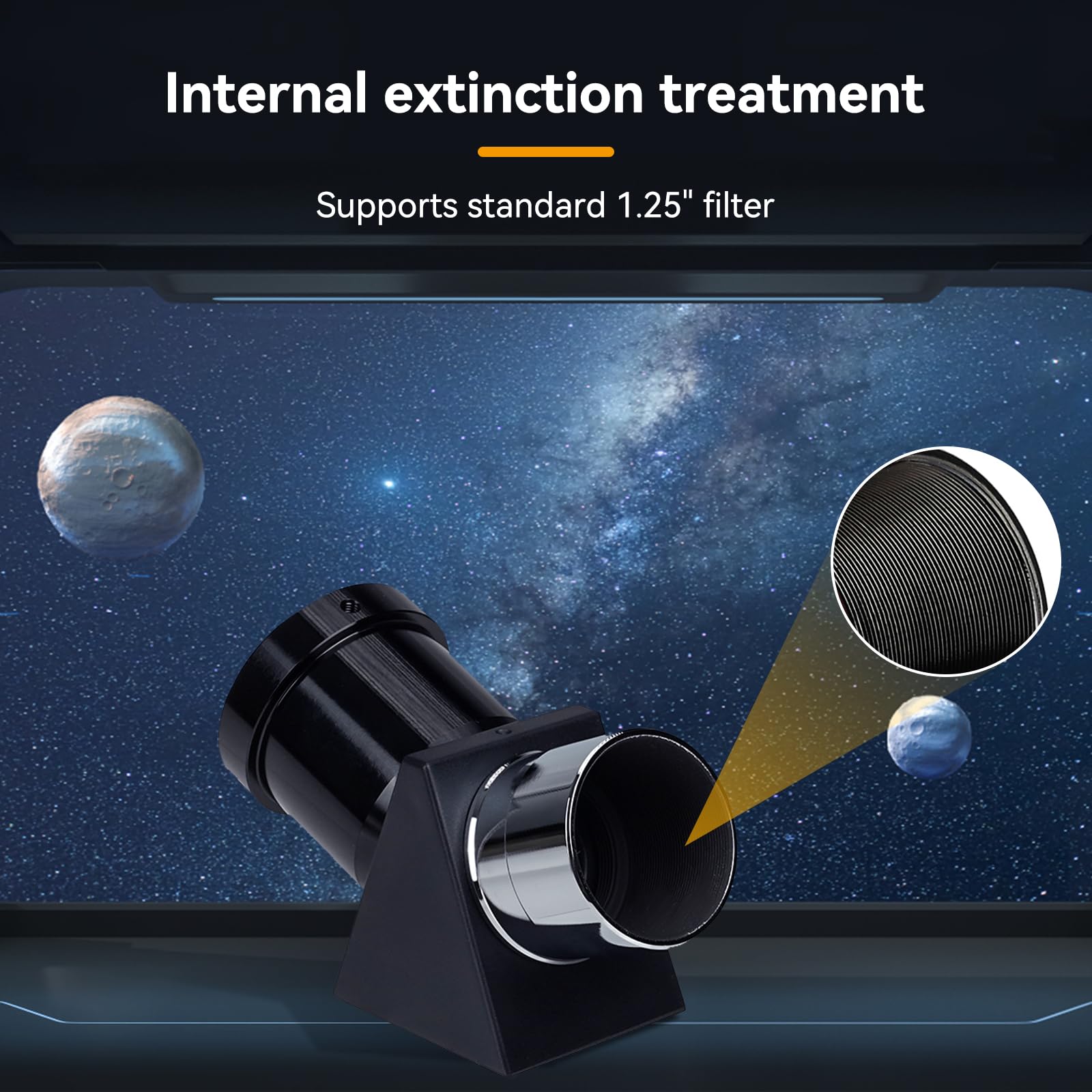 Svbony Sv221 Diagonal Mirror 1.25 Inches, 45-Degree Correct-Image Prism Diagonal Provides Sharp Views That Are Right-Side-Up And