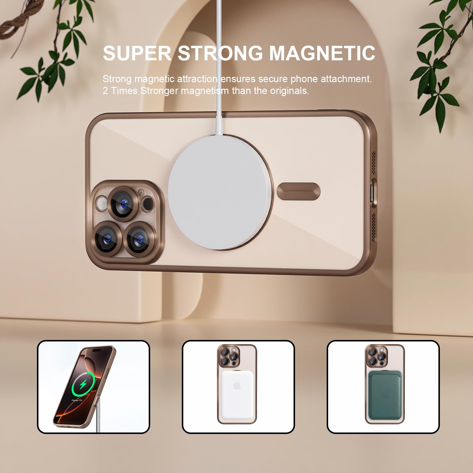 Misea Magnetic For Iphone 16 Pro Max Case With Magsafe [Never Yellowing] [Military Grade Drop Protection] Full Camera Lens Prote