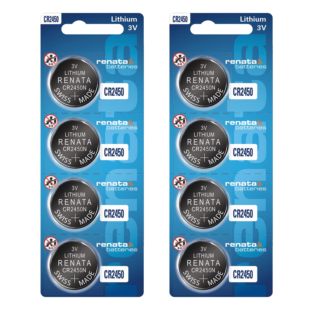 Renata CR2450N Batteries - 3V Lithium Coin Cell 2450 Battery (8 Count)