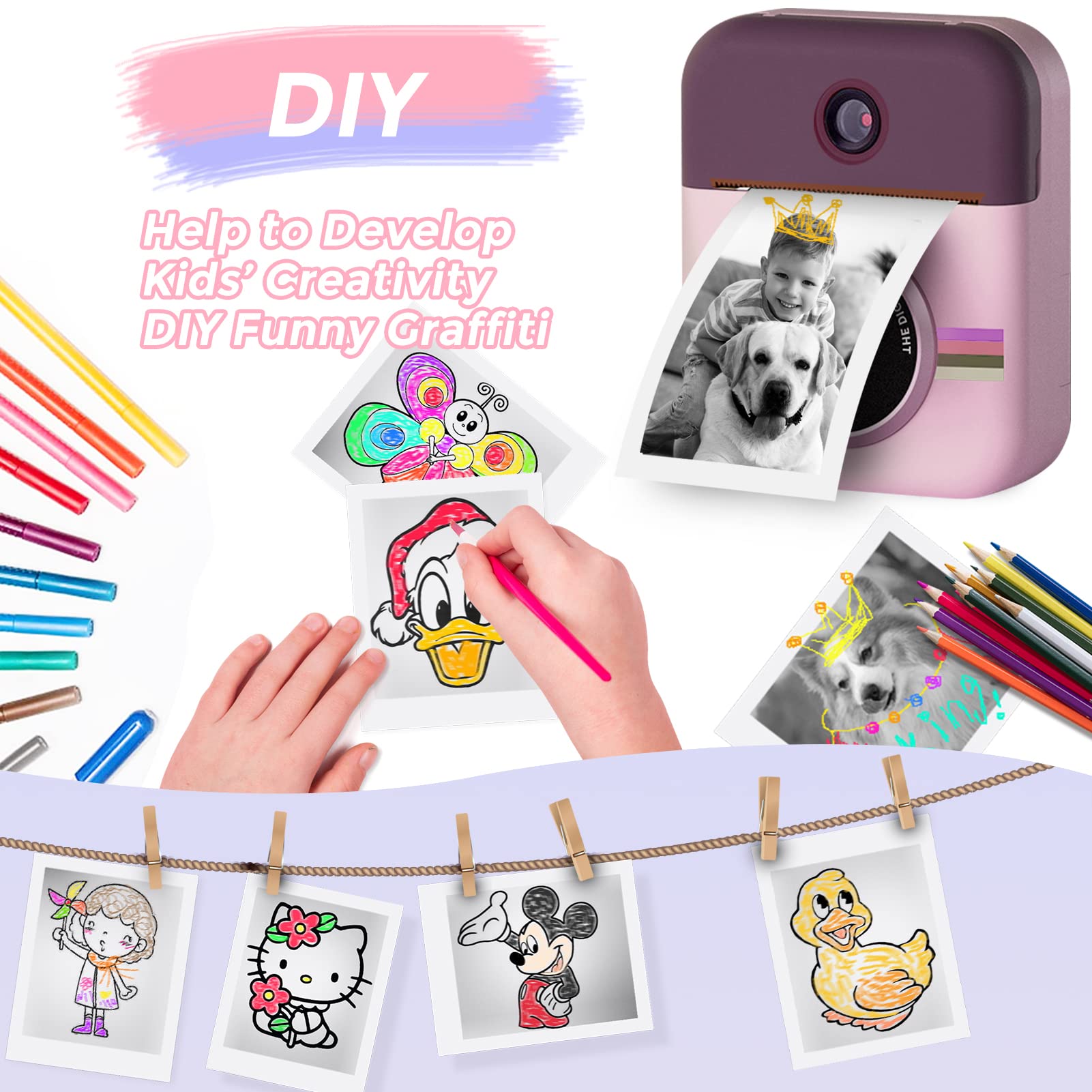 15 Rolls Camera Paper For Kidizoom Print Camera Paper Refill, 2.2X1 Inch Bpa Free Kids Camera Paper Compatible With Esoxoffore/M