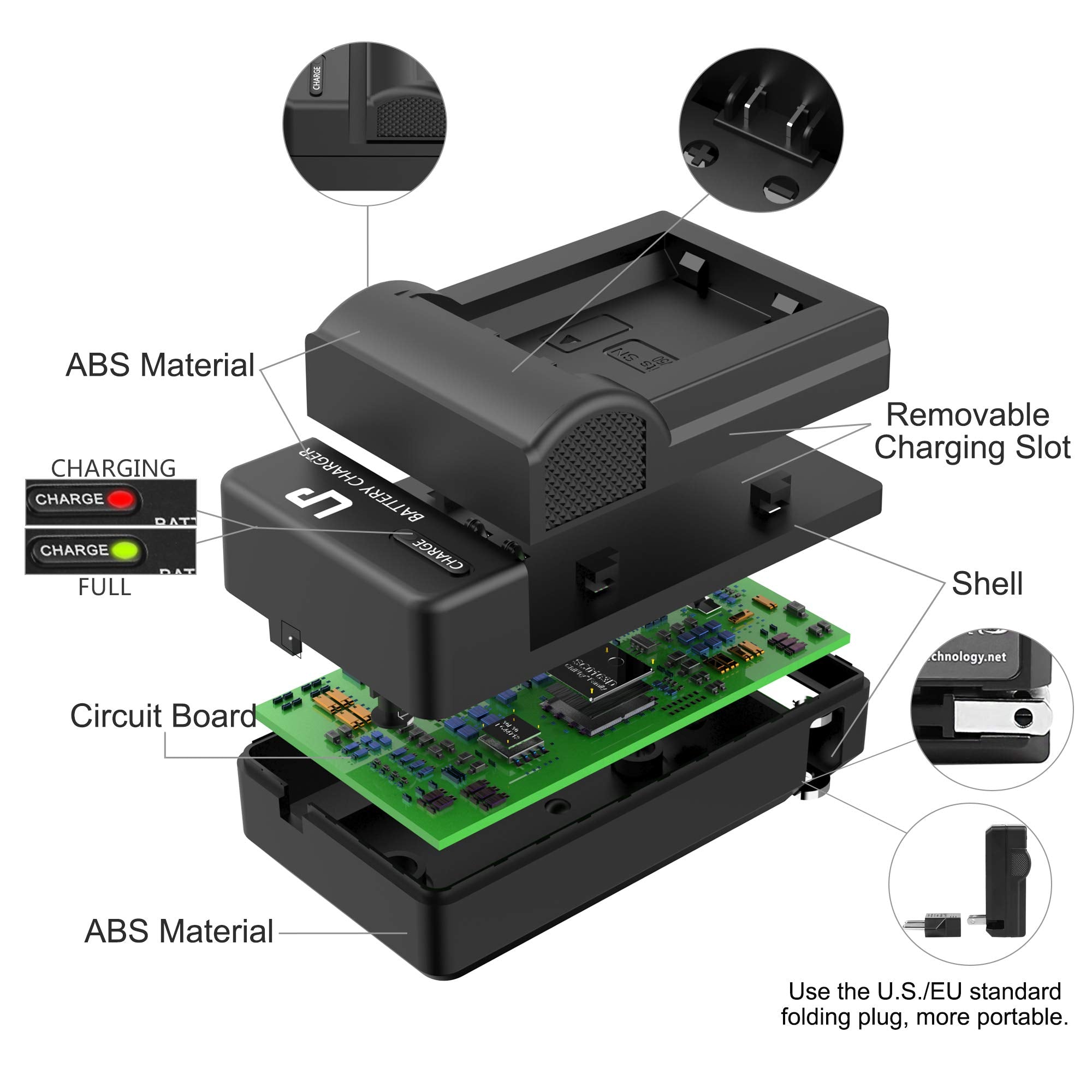 Np Fw50 Battery Charger Pack, Lp 2 Pack Battery & Charger, Compatible With Sony Alpha A6000, A6400, A6100, A6300, A6500, A5100,
