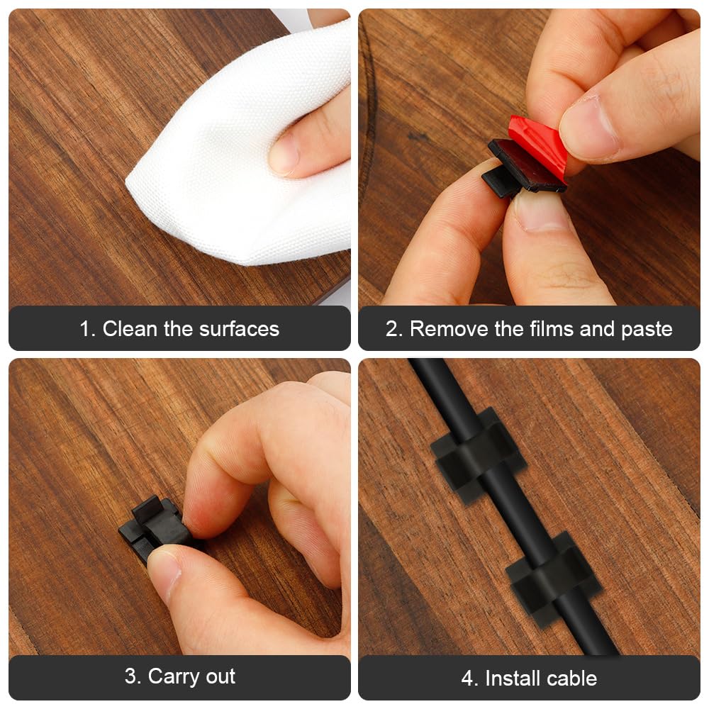 50 Pcs Cable Clamps, Adhesive Cable Clips, Cable Management Kit, Hooks For Outdoor String Lights, Cable Management Clips, Wire H